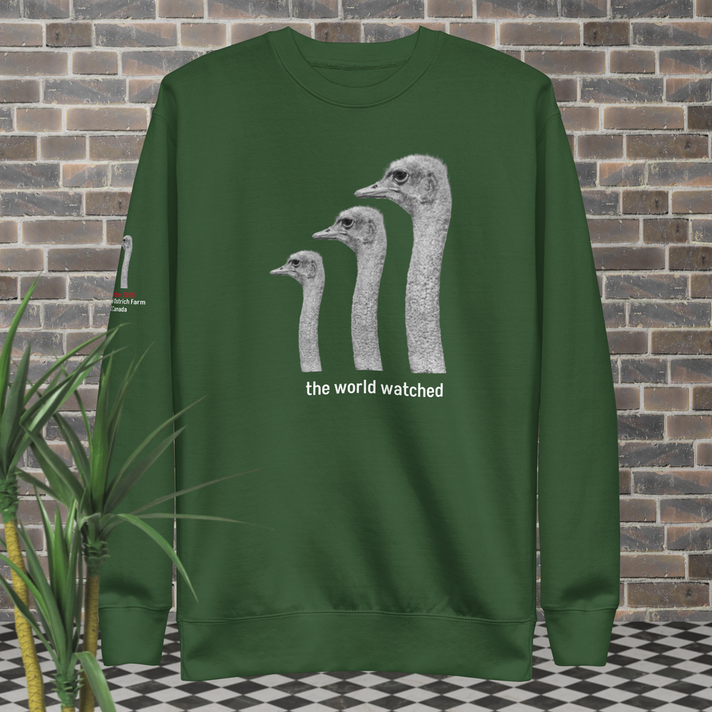Canada Ostrich Farm Remembrance Sweatshirt for Charity, White Lettering (5 color options) S-2X