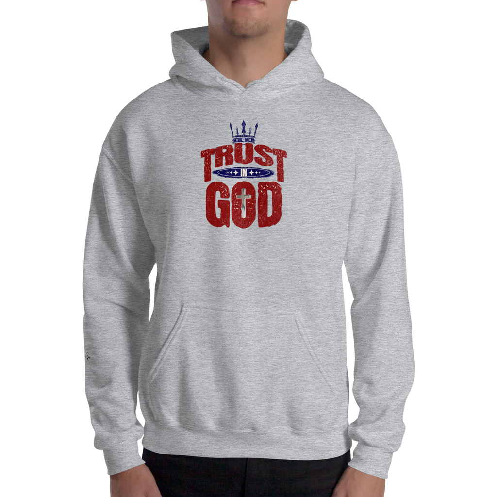 Faithful Praise and Glory Trust in God Chrome Cross & Crown Unisex Hoodie (S-2X) 4 COLORS