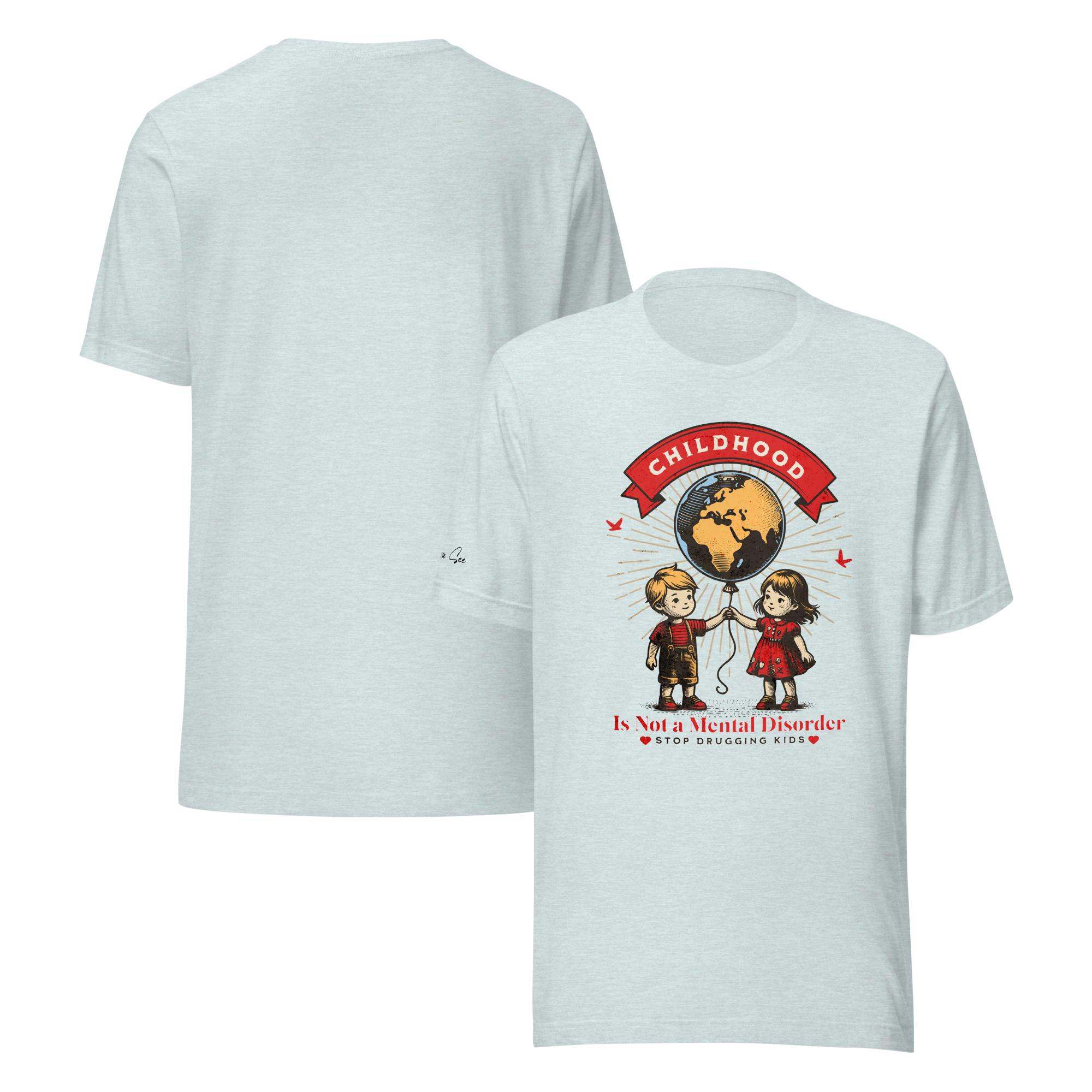 Whimsy, Retro, and Reflective Childhood Mental Health Premium Unisex T-Shirt (XS-2X) 4 Colors