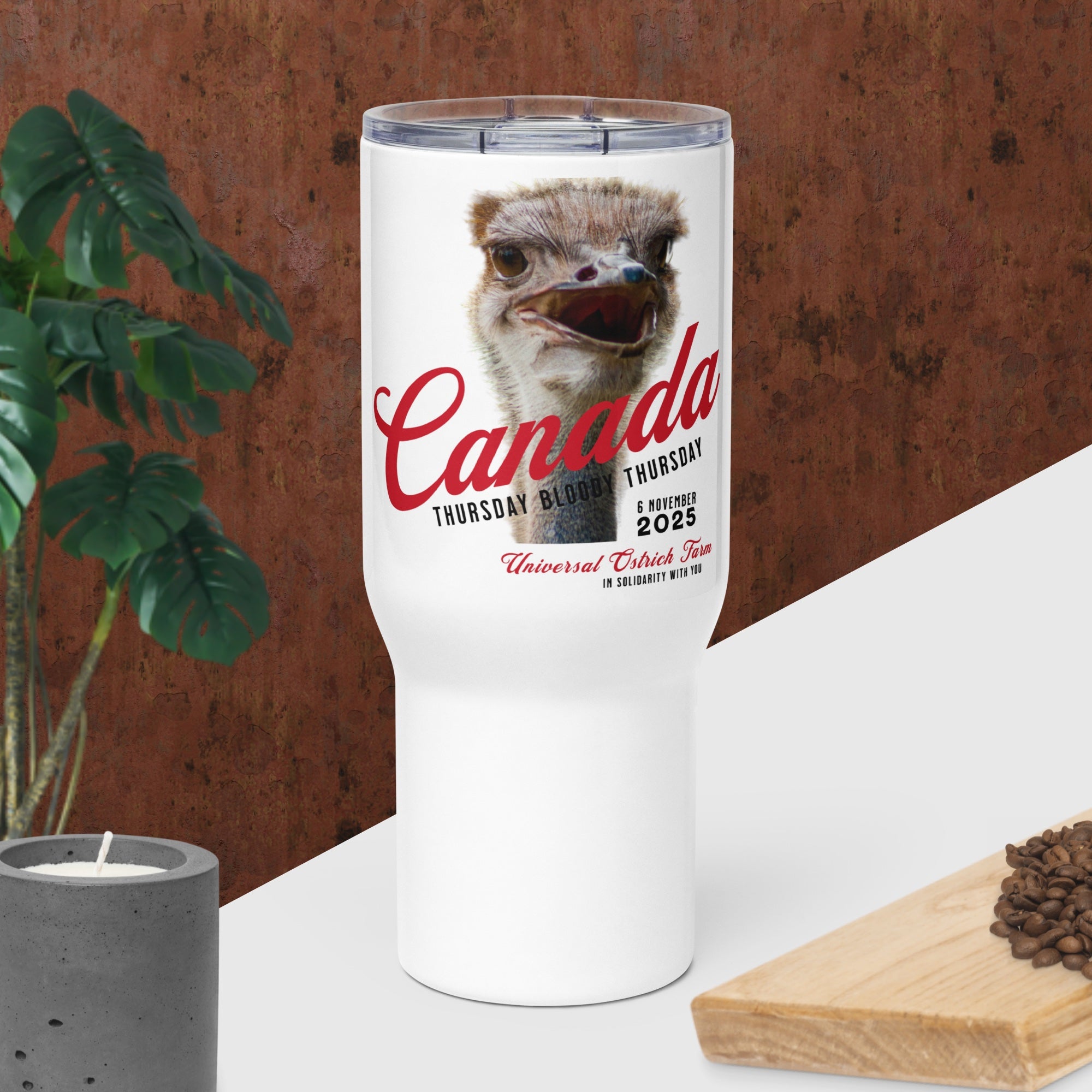 Canada Ostrich Farm Remembrance Travel Mug for charity (25 oz)