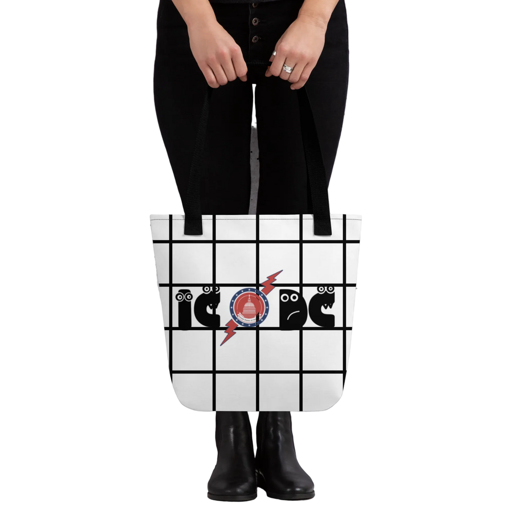 Amusingly Playful and Witty Political Parody IC/DC and Sunglasses Double Sided Graphic Tote Bag - 2 COLORS