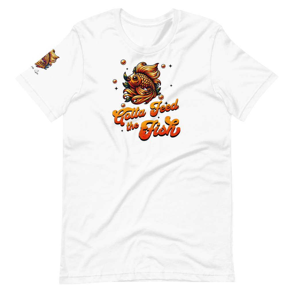 Colorful Aquatic Charm Feed the Fish Unisex T-shirt (XS-2X) 6 COLORS