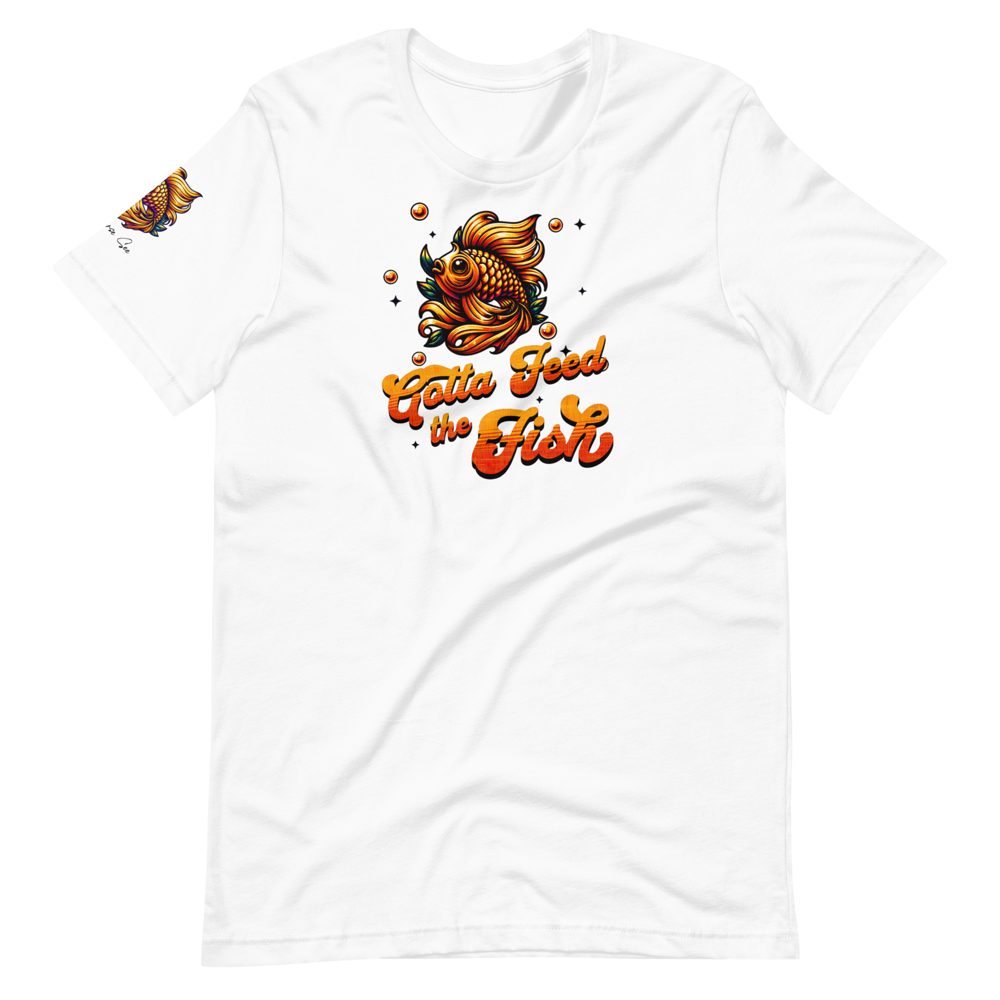 Colorful Aquatic Charm Feed the Fish Unisex T-shirt (XS-2X) 6 COLORS