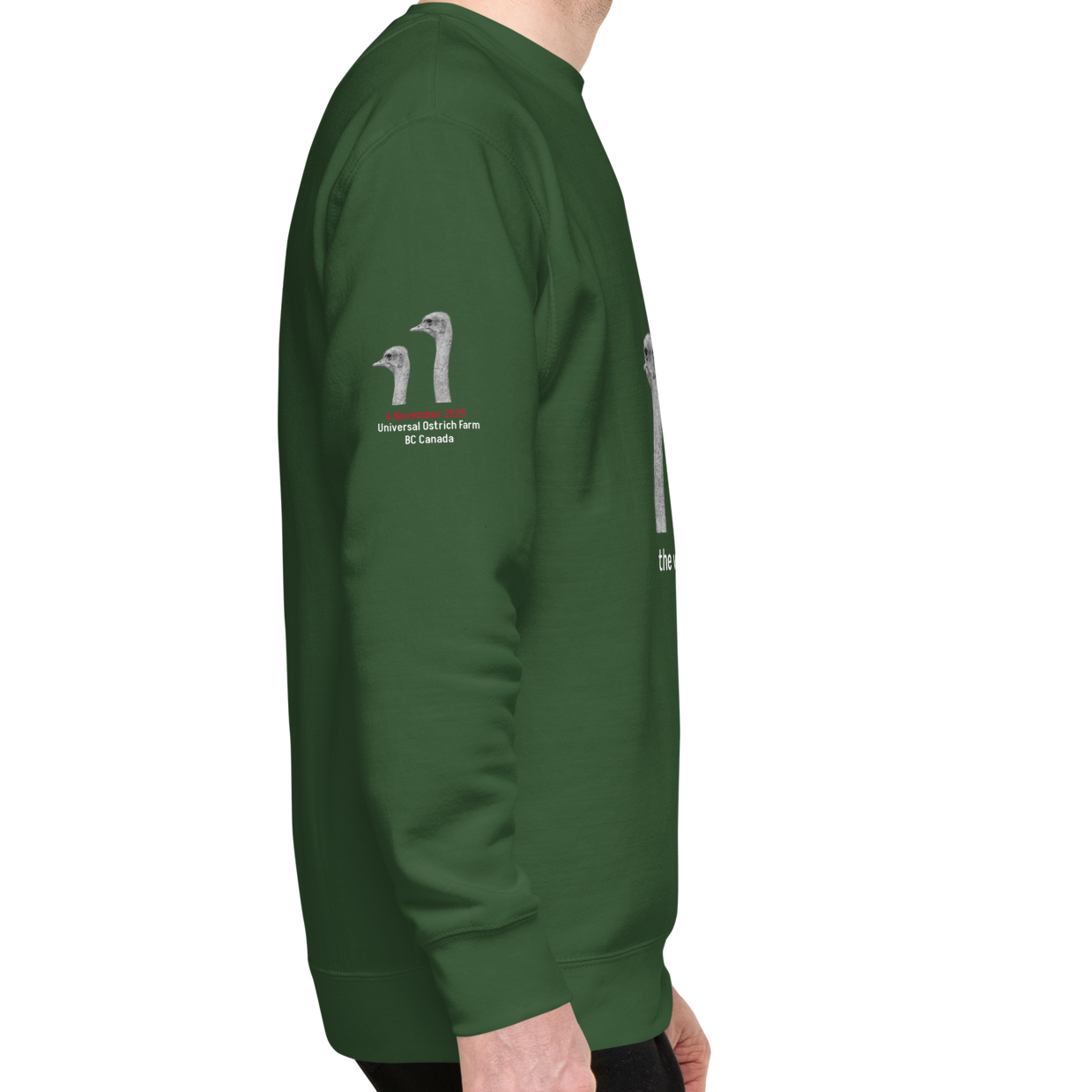 Canada Ostrich Farm Remembrance Sweatshirt for Charity, White Lettering (5 color options) S-2X