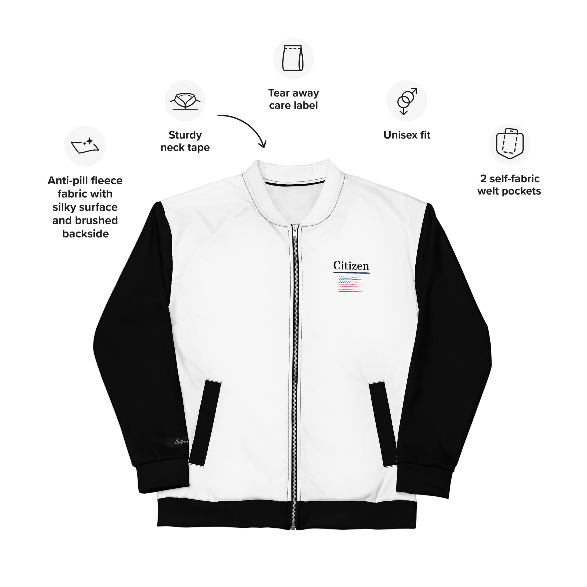 Uniting All Americans! Patriotic 1776 USA 250 Proud American Citizen Unisex Bomber Jacket (XS-3X)