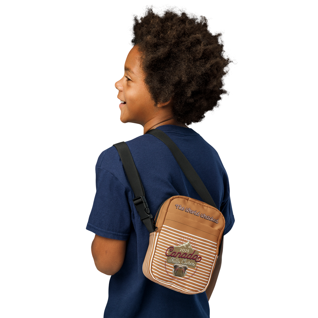 Canada Ostrich Farm Remembrance Crossbody Bag for charity (front, back, interior graphics)