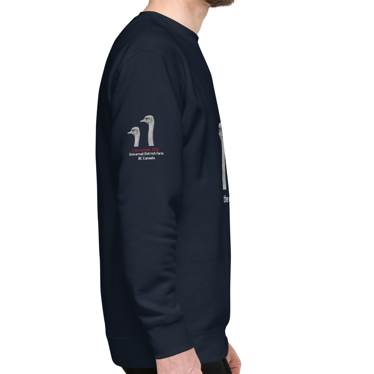 Canada Ostrich Farm Remembrance Sweatshirt for Charity, White Lettering (5 color options) S-2X