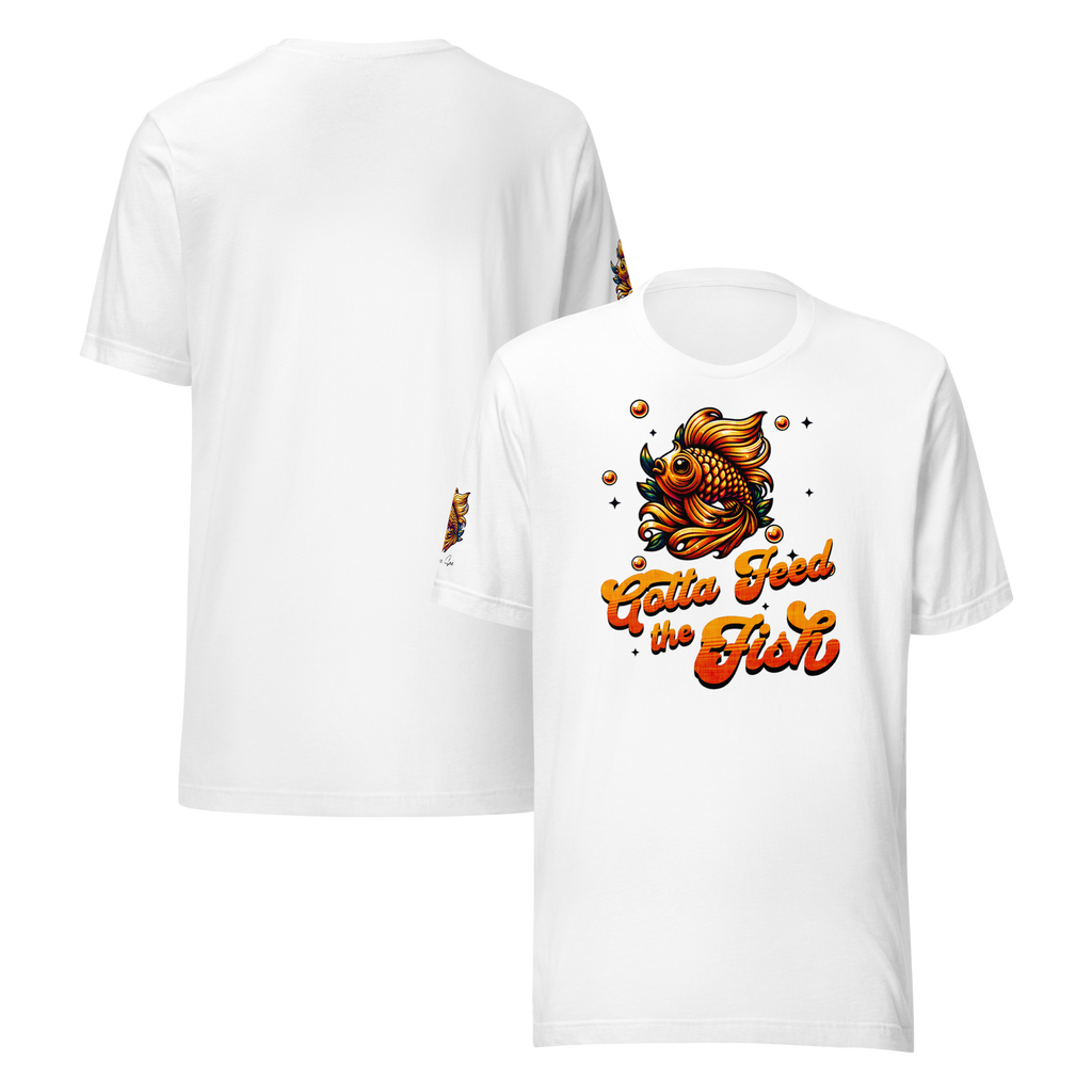 Colorful Aquatic Charm Feed the Fish Unisex T-shirt (XS-2X) 6 COLORS