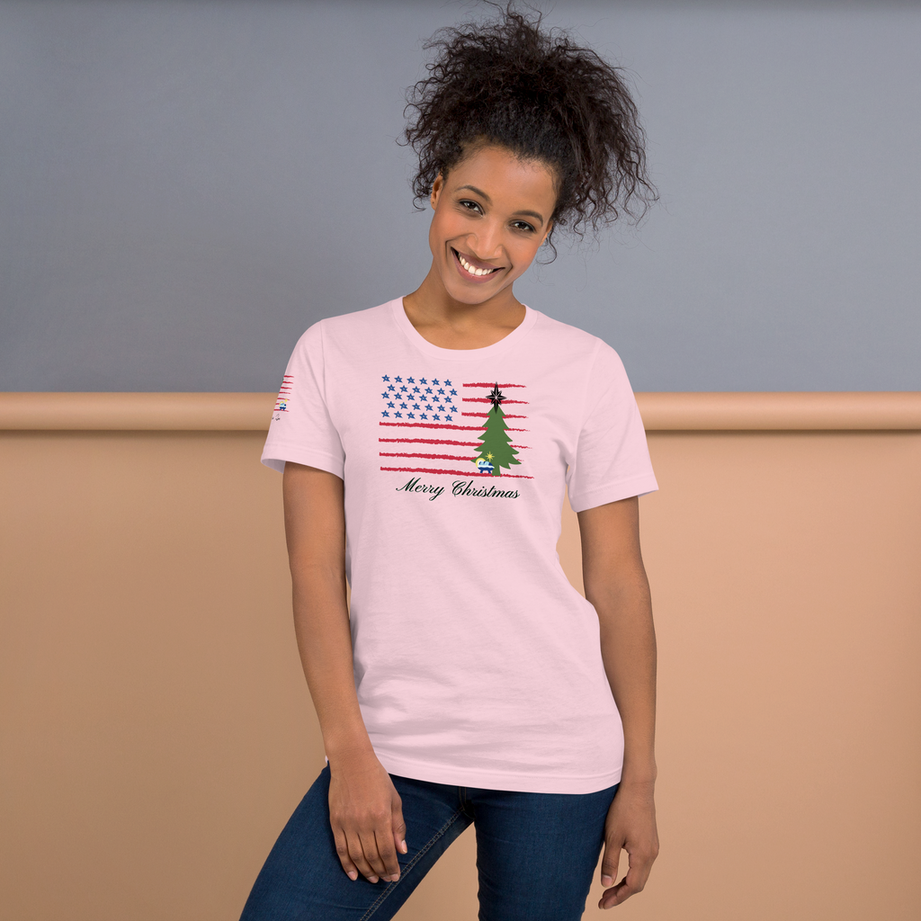 Merry Christmas Patriotic T-Shirt (4 color options) S-2X