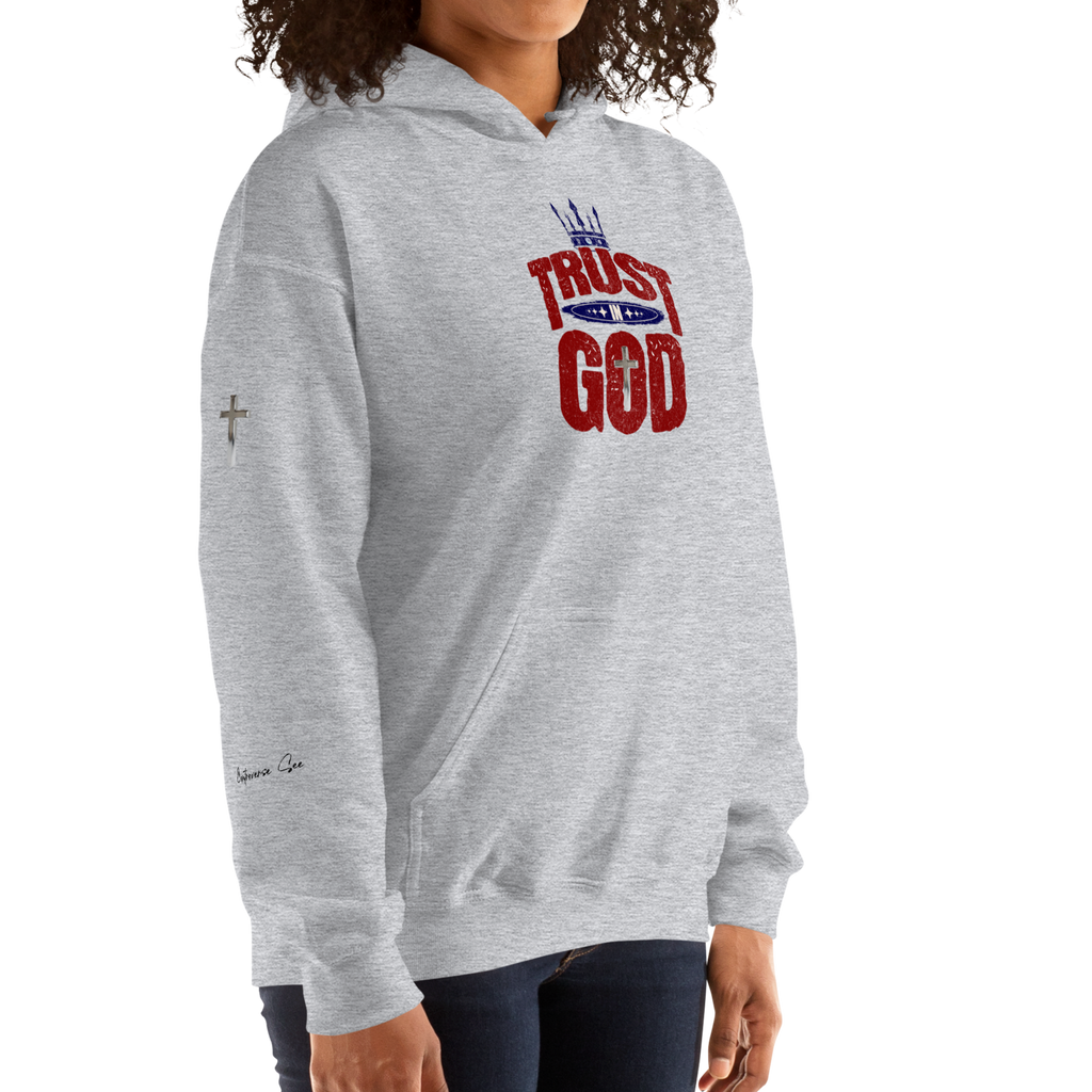 Faithful Praise and Glory Trust in God Chrome Cross & Crown Unisex Hoodie (S-2X) 4 COLORS