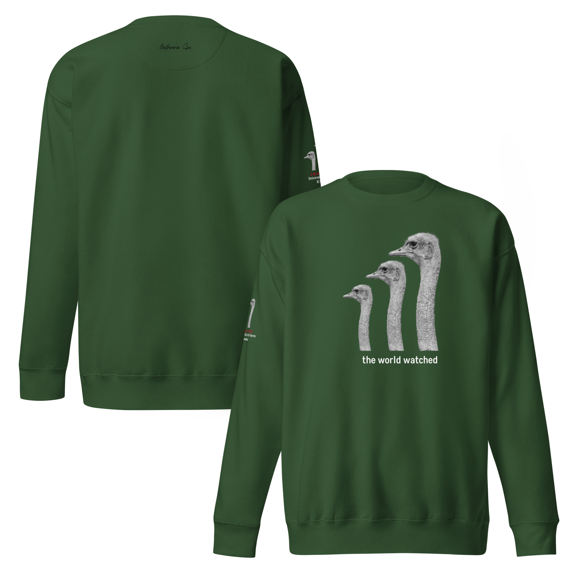 Canada Ostrich Farm Remembrance Sweatshirt for Charity, White Lettering (5 color options) S-2X