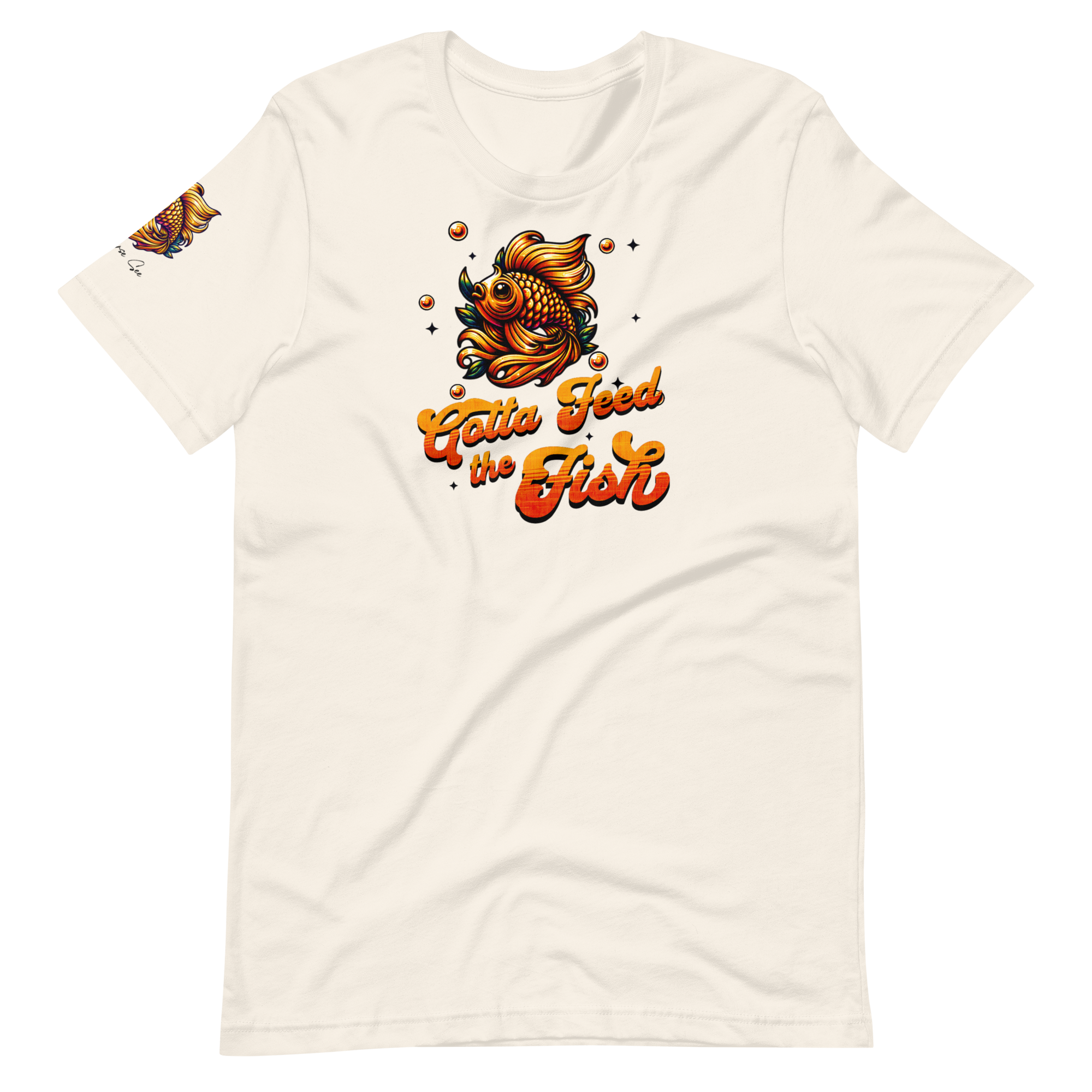 Colorful Aquatic Charm Feed the Fish Unisex T-shirt (XS-2X) 6 COLORS