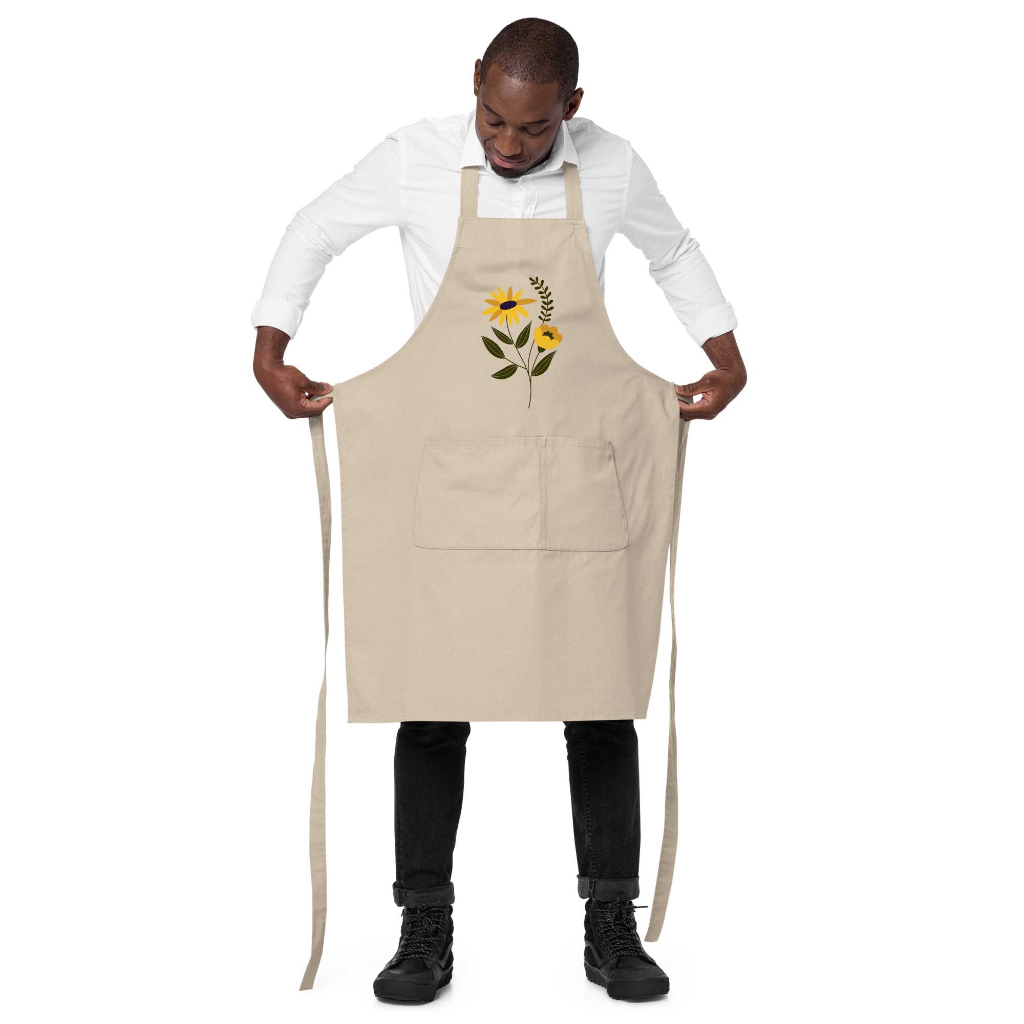 Yellow Flower Organic Cotton Apron (2 color options)