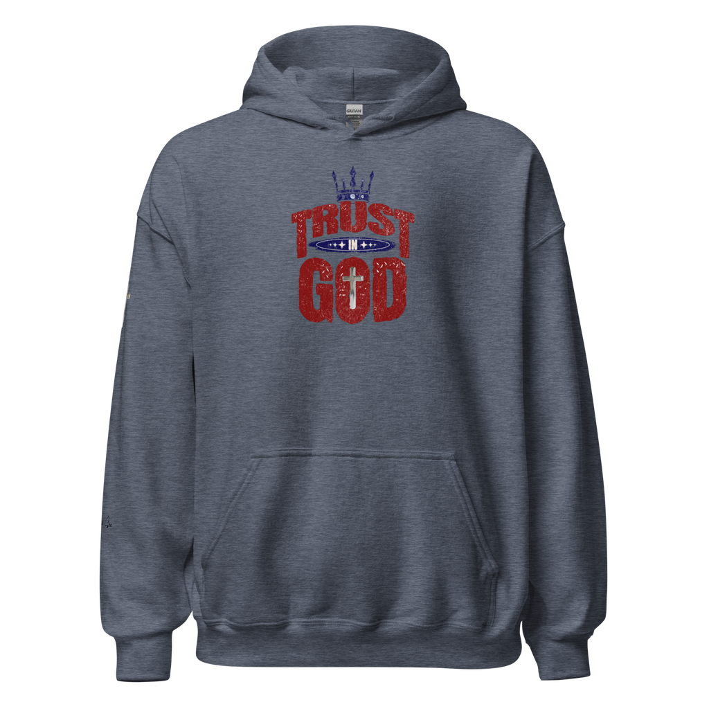Faithful Praise and Glory Trust in God Chrome Cross & Crown Unisex Hoodie (S-2X) 4 COLORS