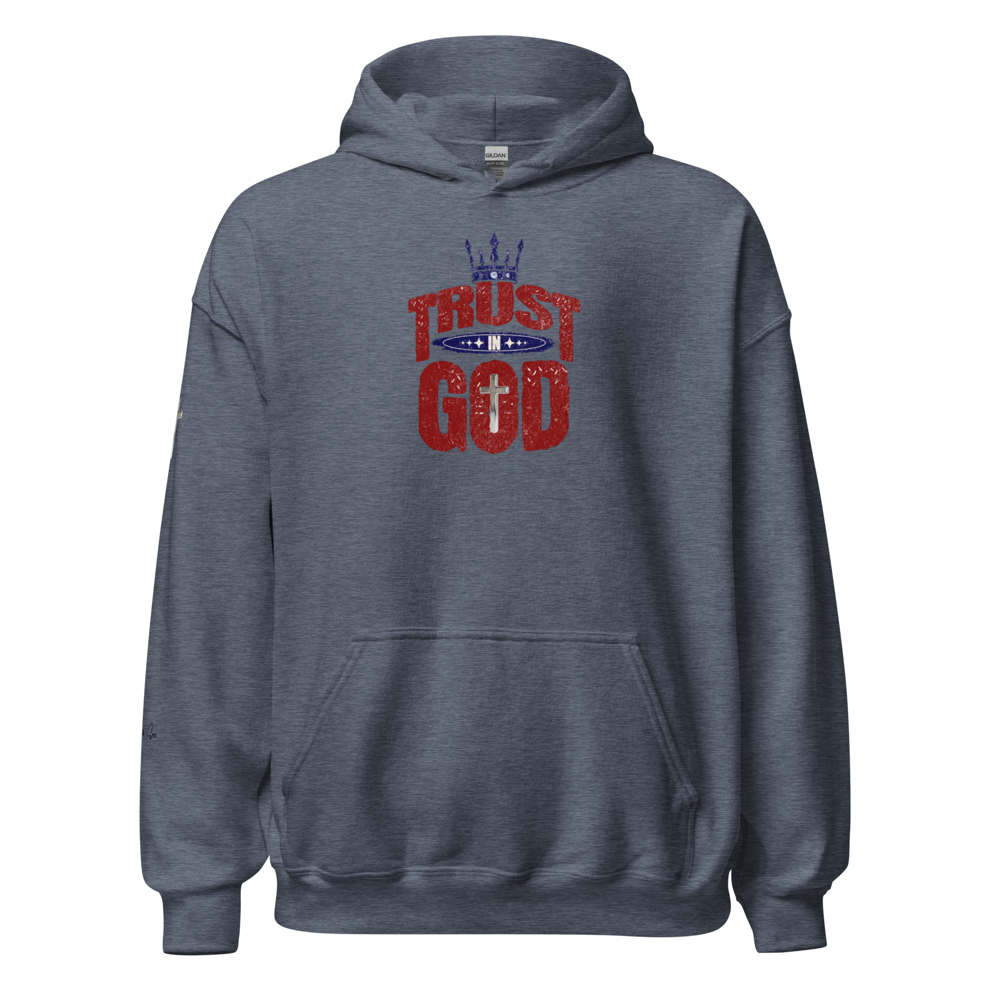Faithful Praise and Glory Trust in God Chrome Cross & Crown Unisex Hoodie (S-2X) 4 COLORS