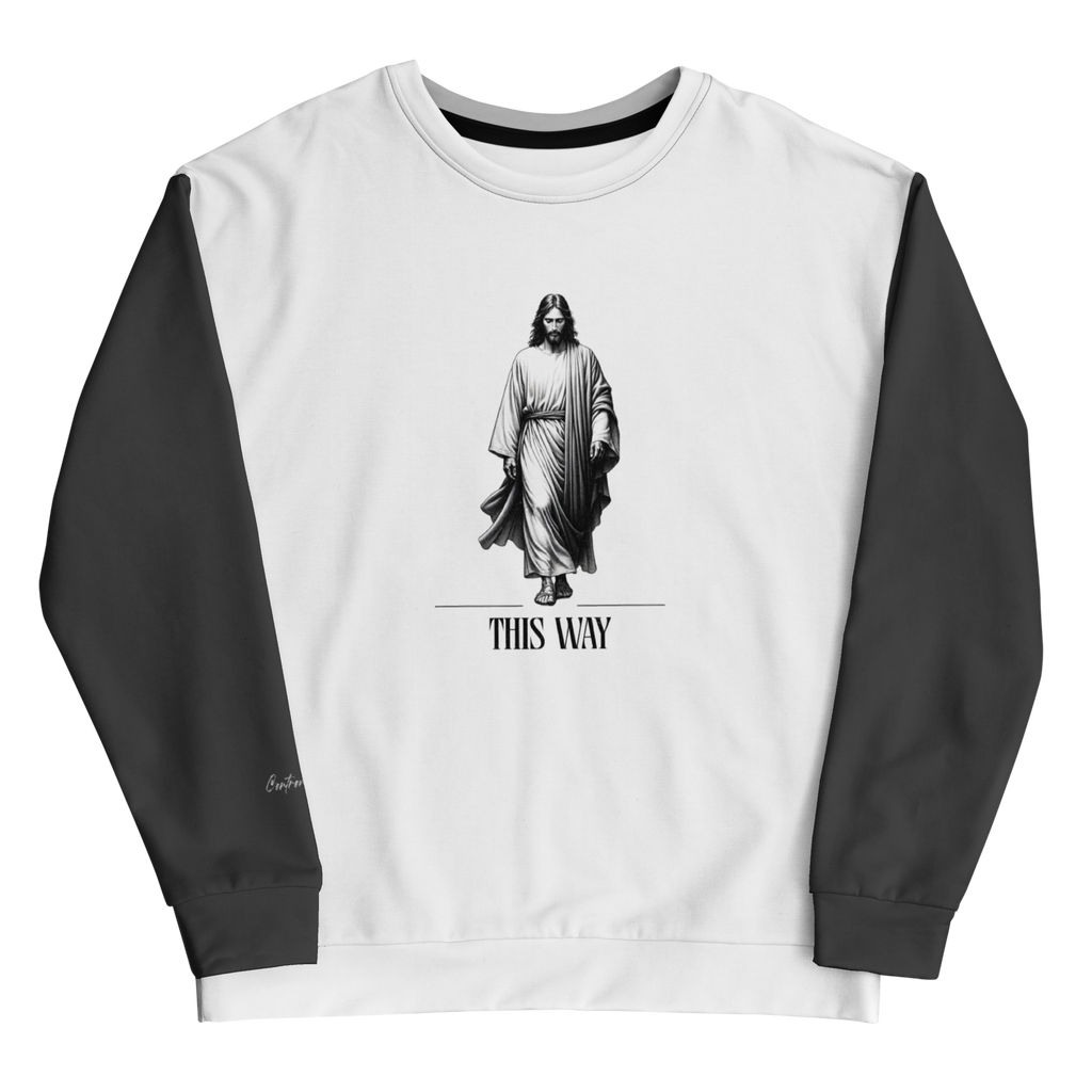 Faithfully Inspiring Devoutly Following Salt and Light Jesus This Way Double-Sided Color-Block Unisex Sweatshirt (S-2X)