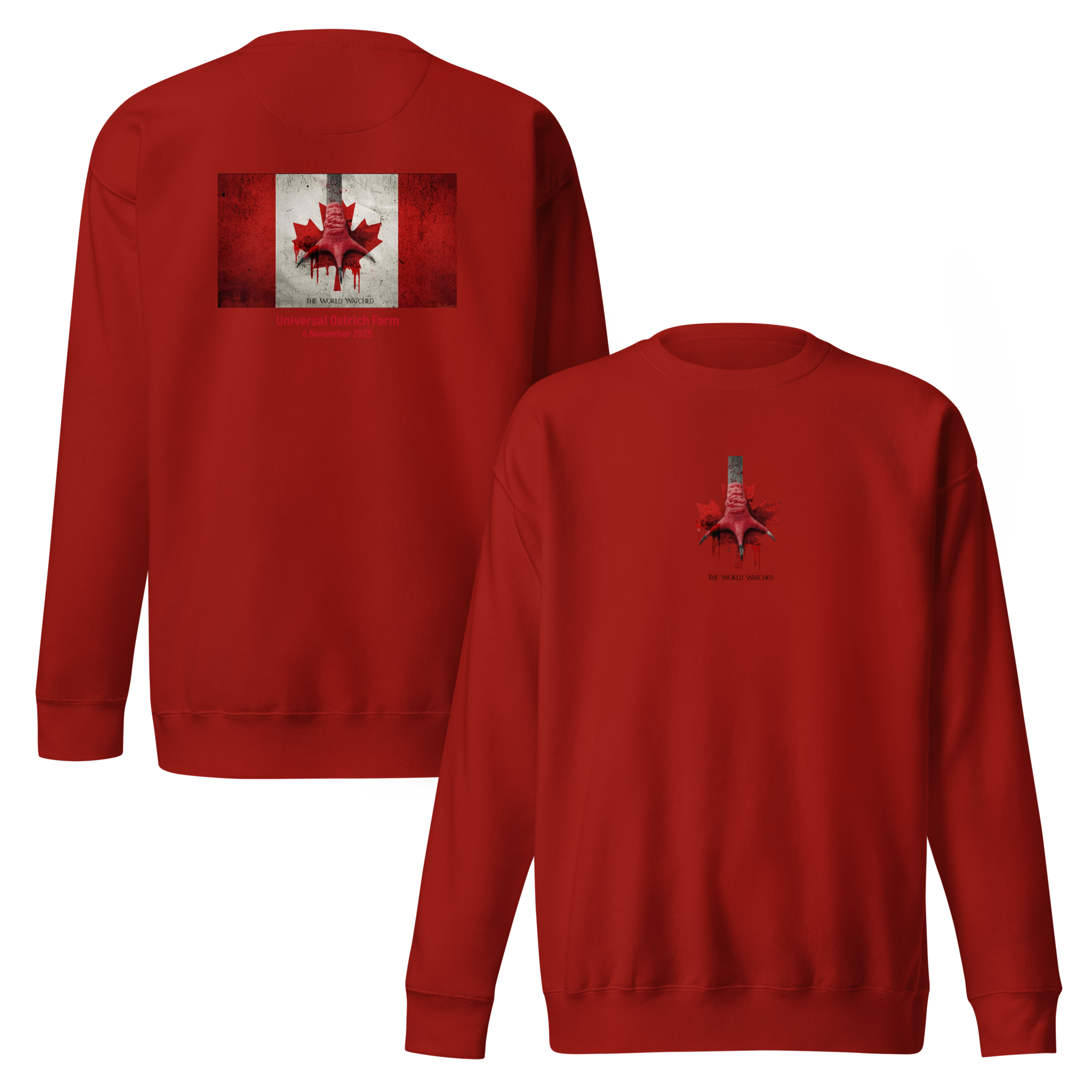 Canada Ostrich Farm Remembrance Flag & Foot Sweatshirt for charity (3 color options) S-2X