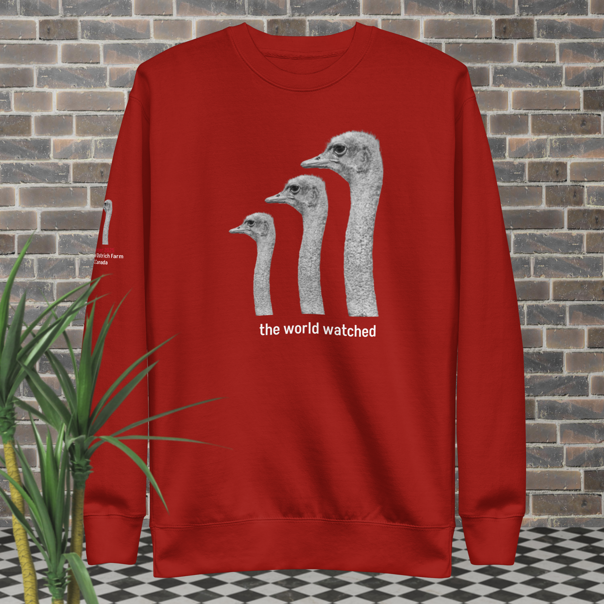 Canada Ostrich Farm Remembrance Sweatshirt for Charity, White Lettering (5 color options) S-2X
