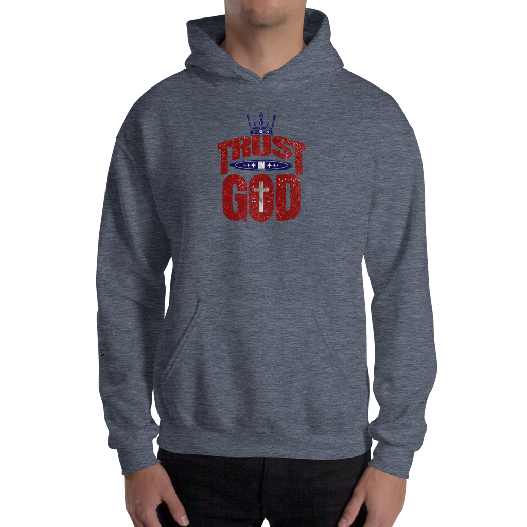 Faithful Praise and Glory Trust in God Chrome Cross & Crown Unisex Hoodie (S-2X) 4 COLORS