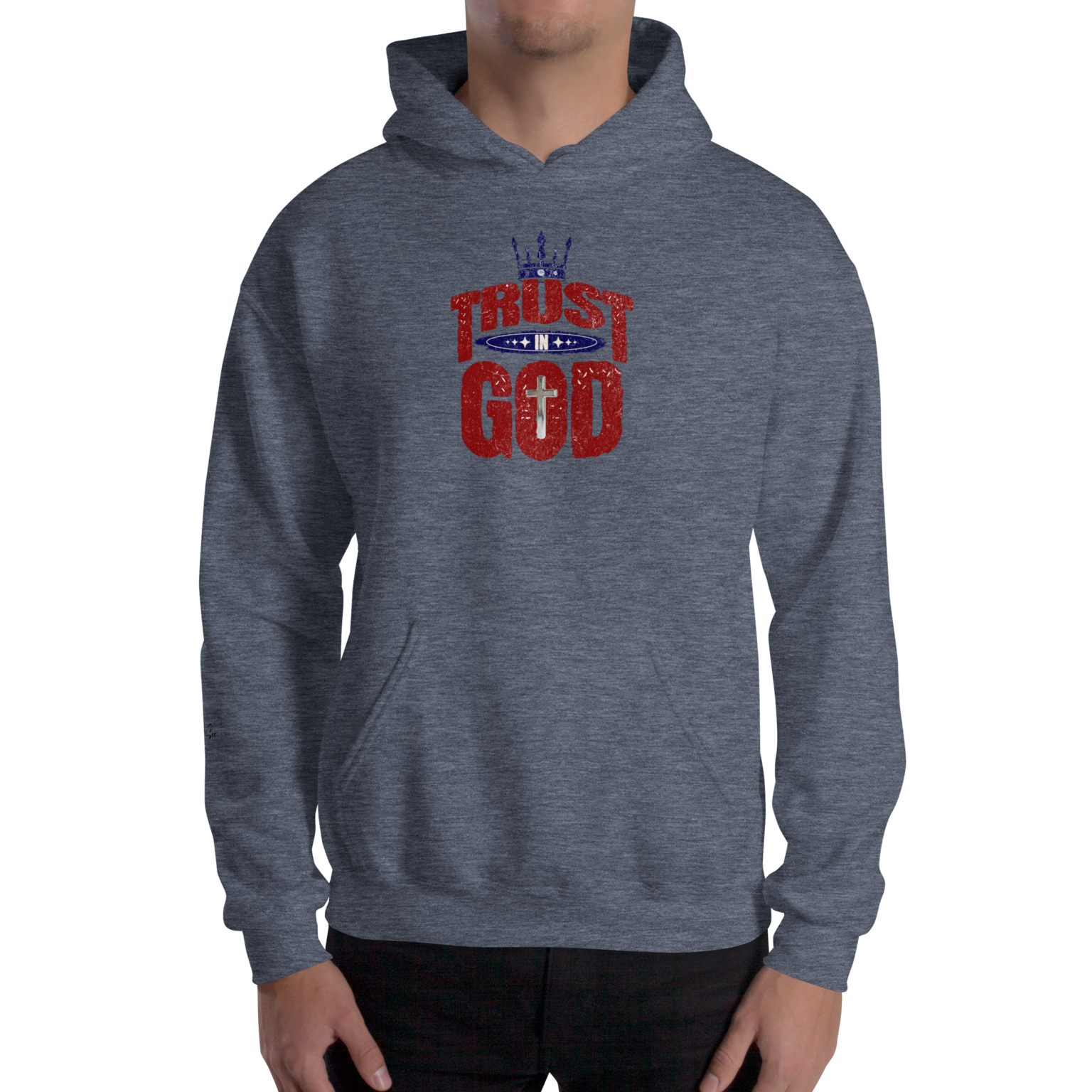 Faithful Praise and Glory Trust in God Chrome Cross & Crown Unisex Hoodie (S-2X) 4 COLORS