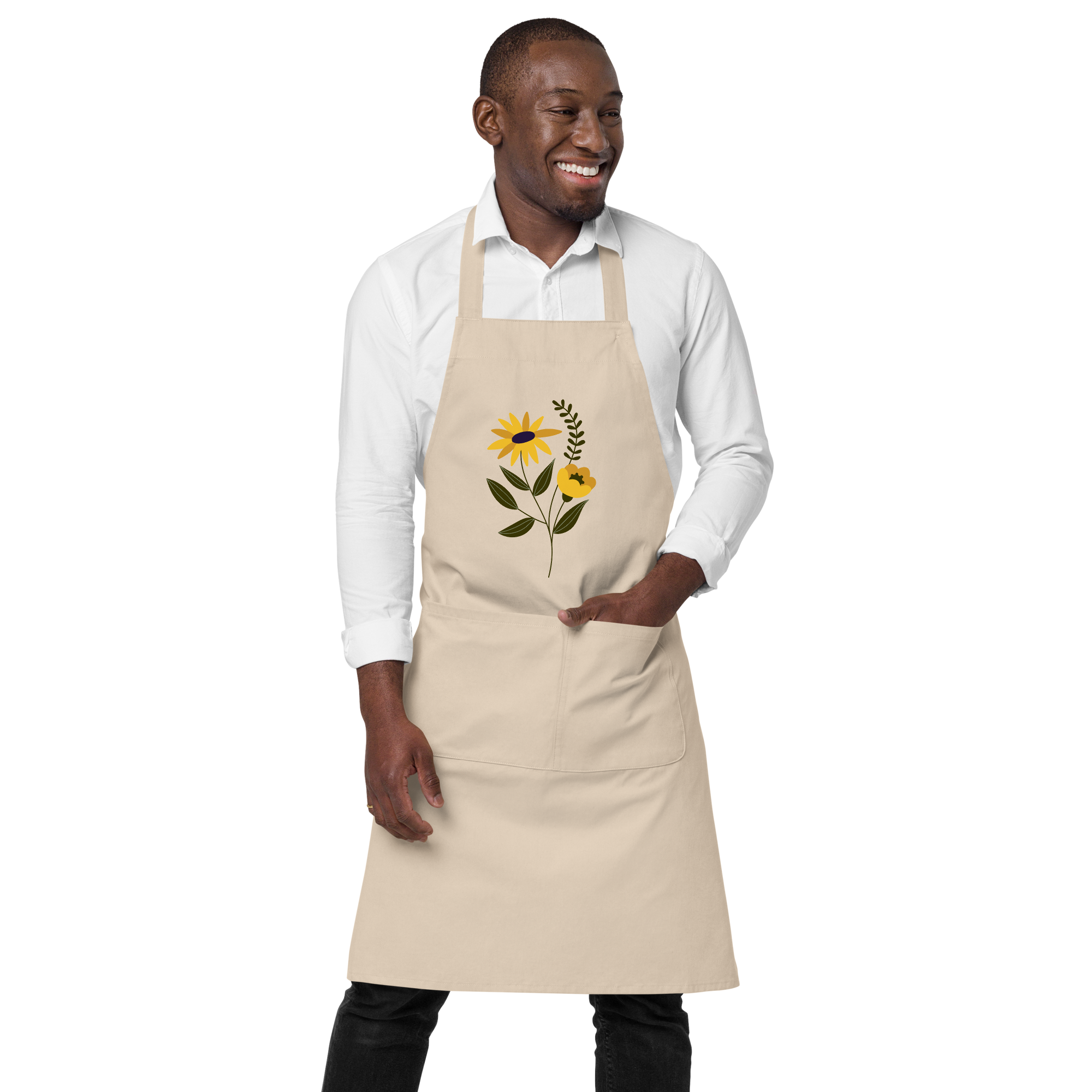 Yellow Flower Organic Cotton Apron (2 color options)
