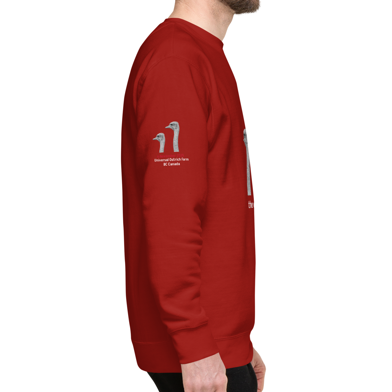 Canada Ostrich Farm Remembrance Sweatshirt for Charity, White Lettering (5 color options) S-2X