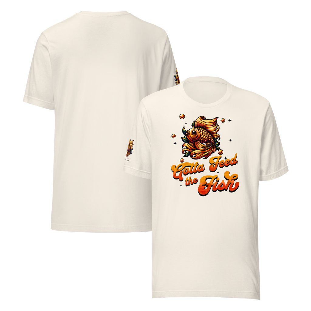 Colorful Aquatic Charm Feed the Fish Unisex T-shirt (XS-2X) 6 COLORS