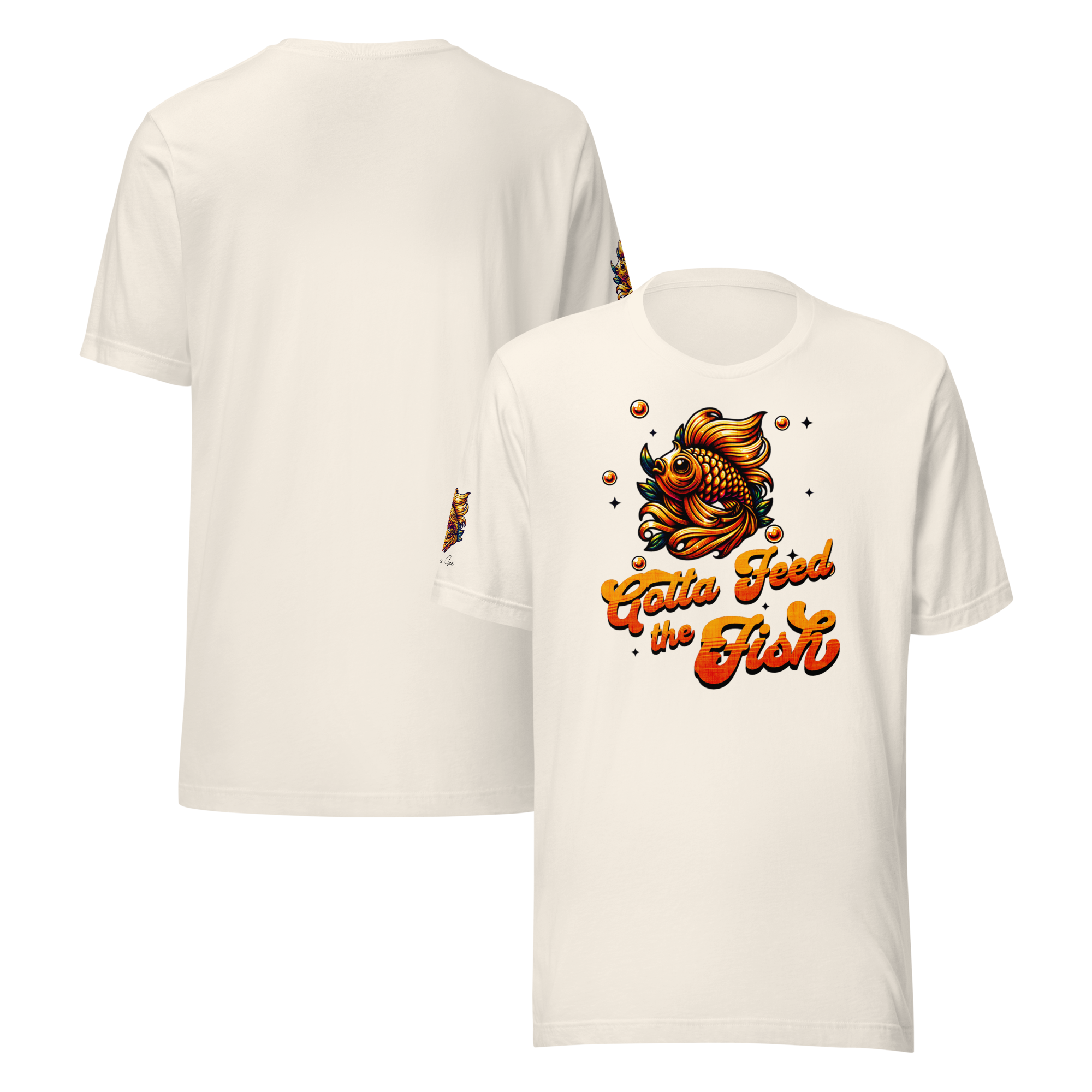 Colorful Aquatic Charm Feed the Fish Unisex T-shirt (XS-2X) 6 COLORS
