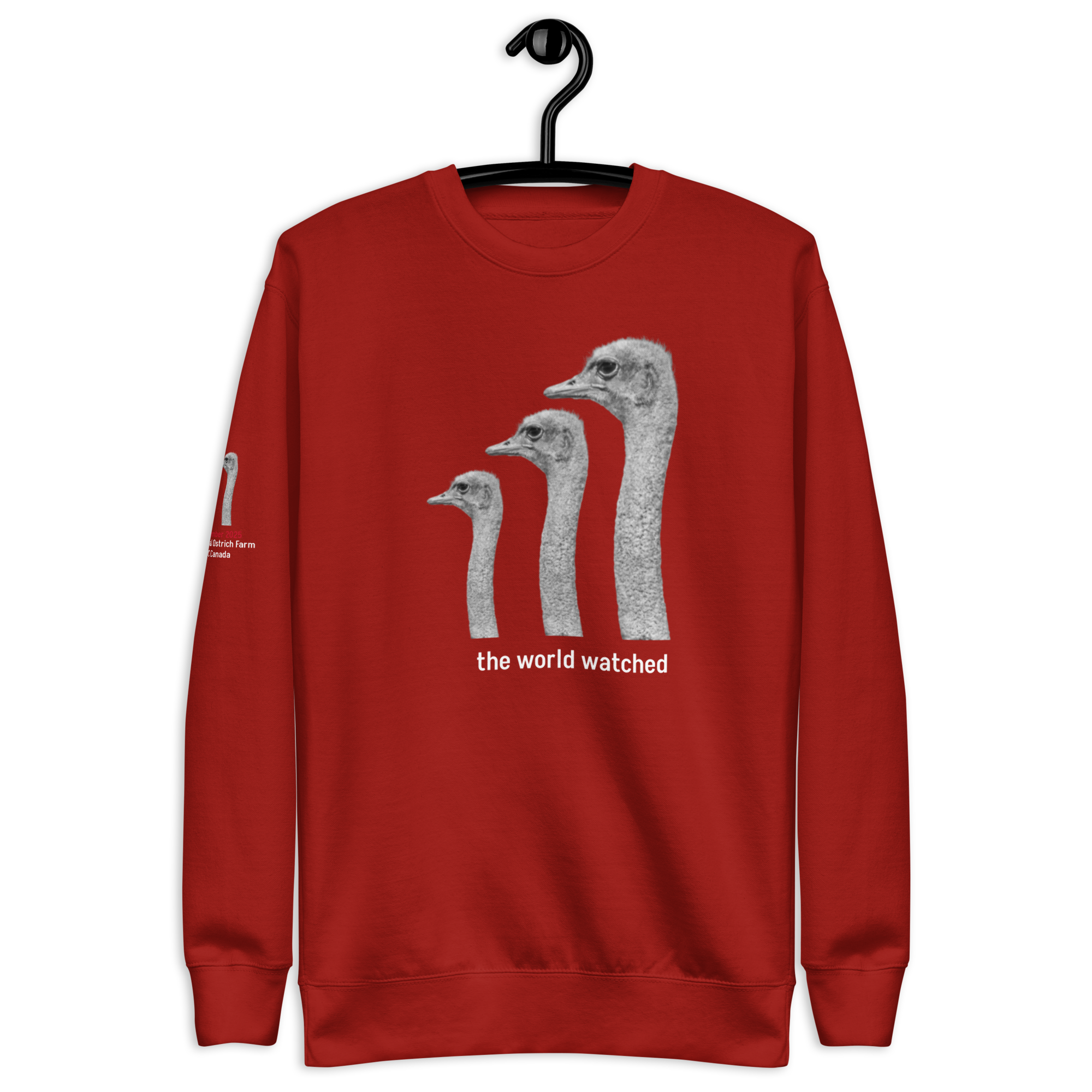 Canada Ostrich Farm Remembrance Sweatshirt for Charity, White Lettering (5 color options) S-2X