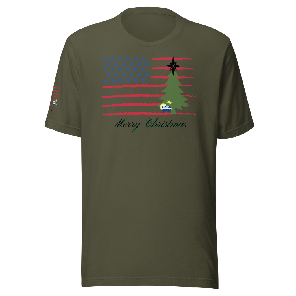 Merry Christmas Patriotic T-Shirt (4 color options) S-2X