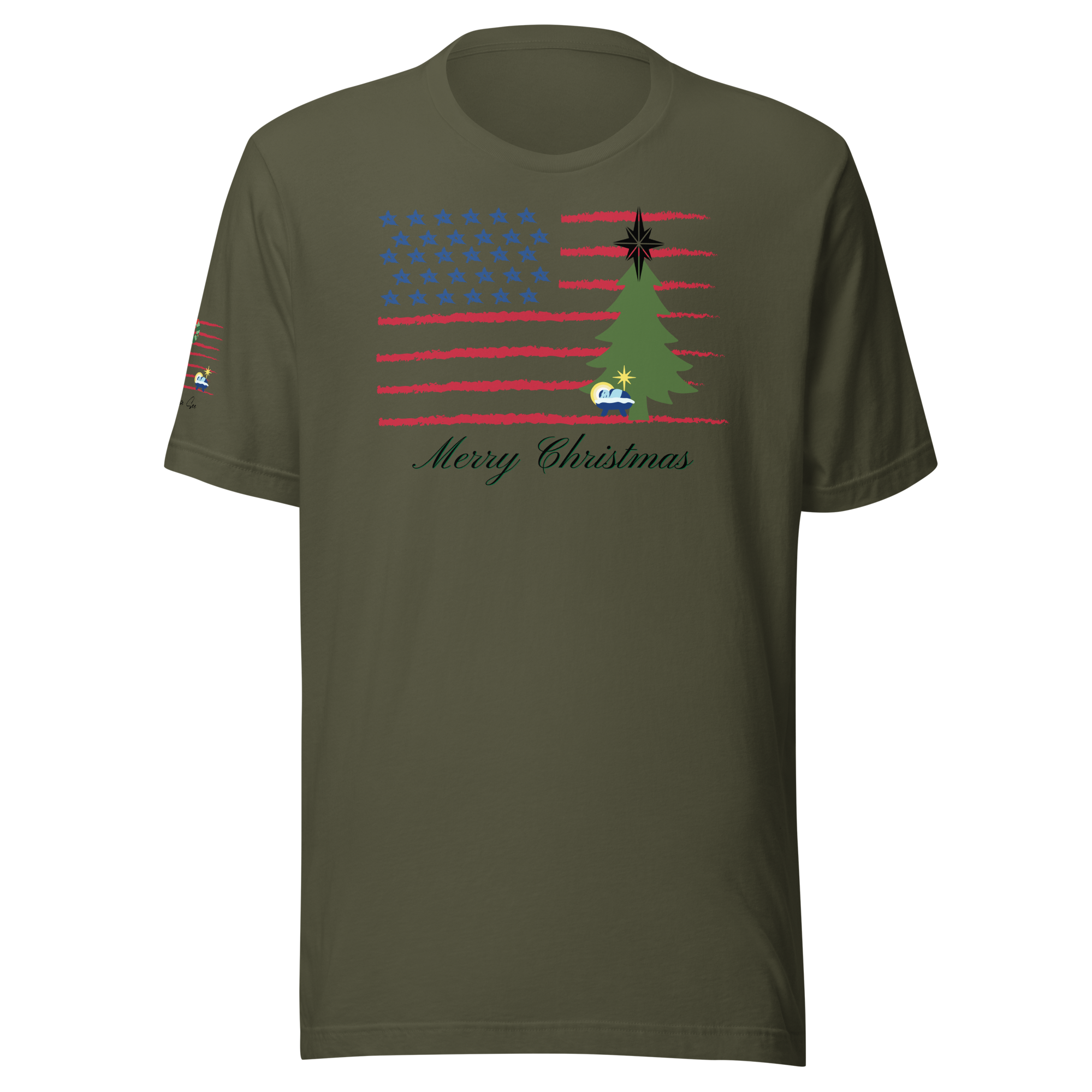 Merry Christmas Patriotic T-Shirt (4 color options) S-2X