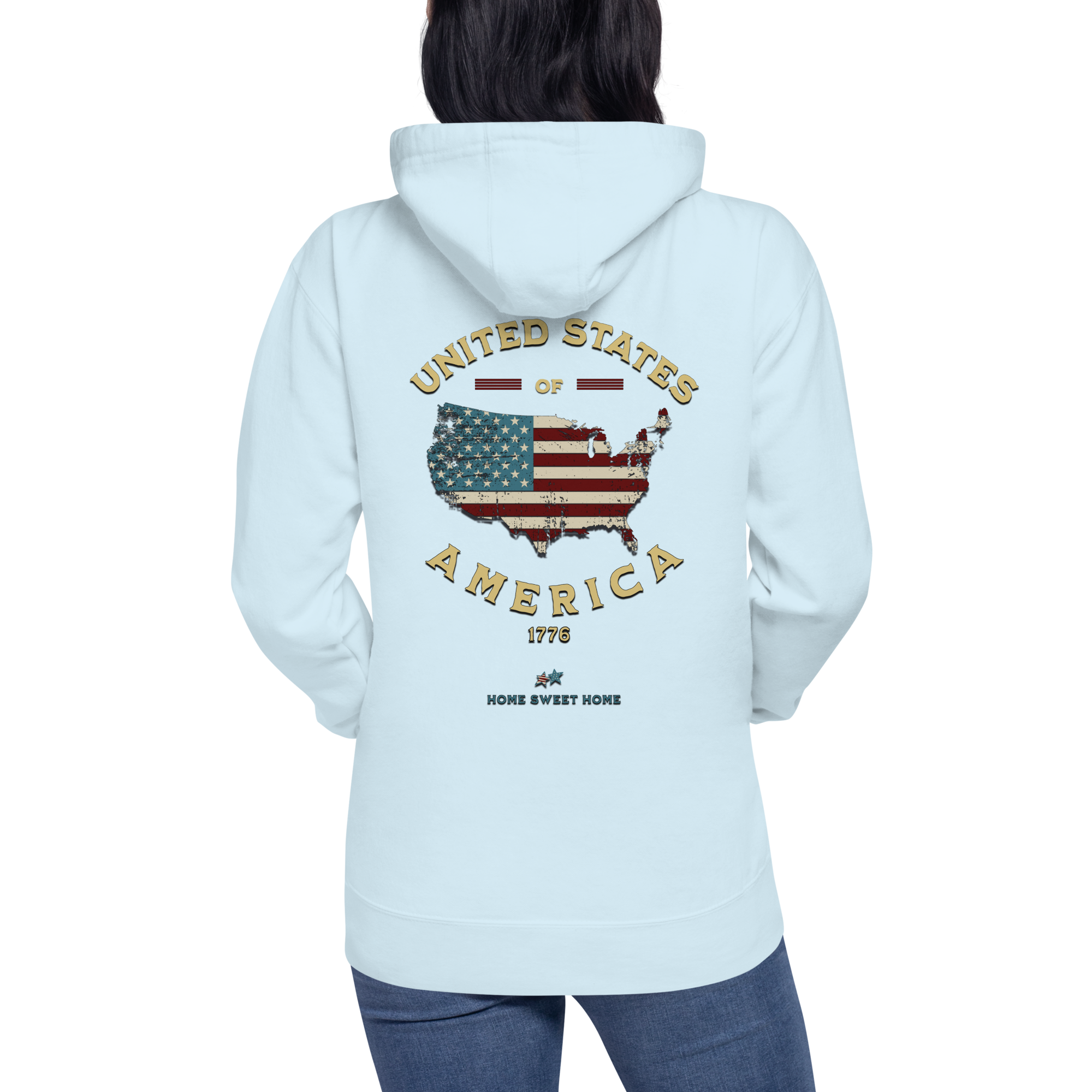 Celebratory All-American Patriotic 1776 USA 250 Proud American Citizen Unisex Hoodie (S-3X) 4 COLORS