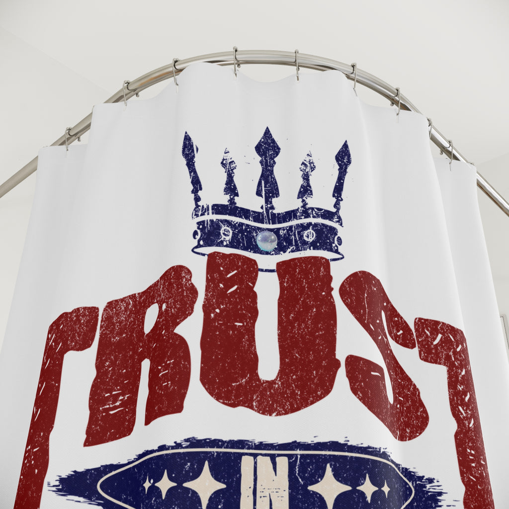 Faithful Praise and Glory Trust in God Chrome Cross & Crown Bathroom Shower Curtain