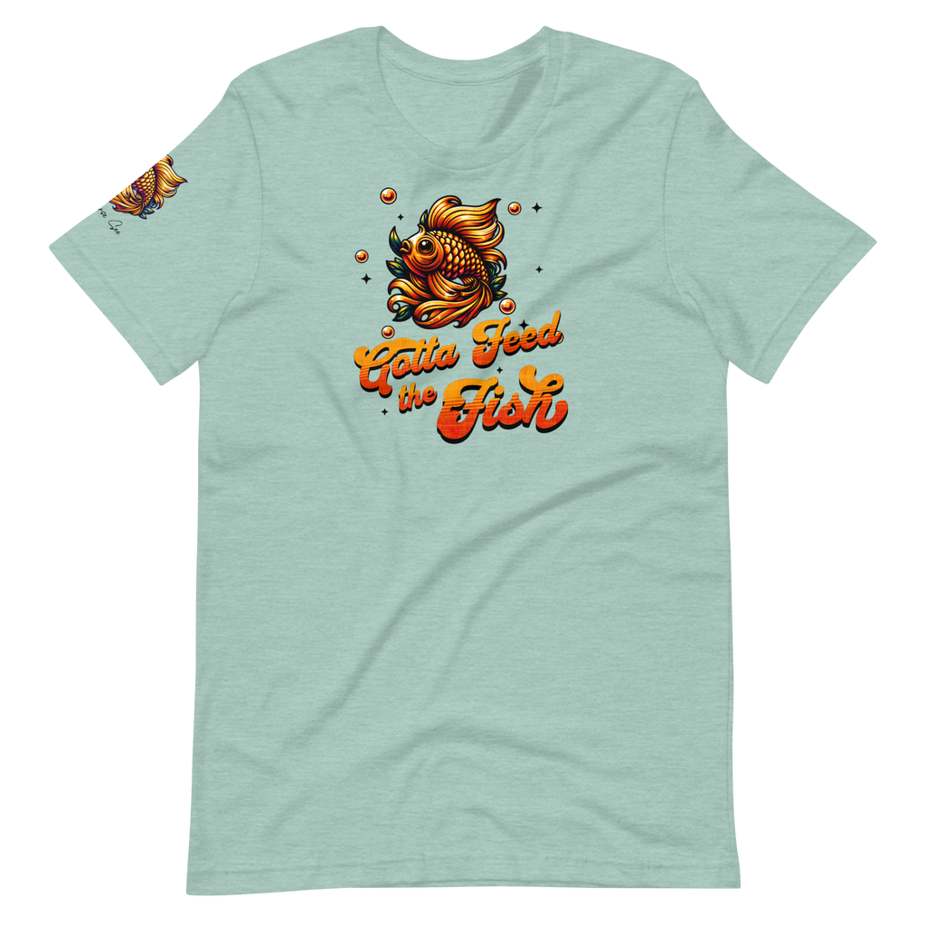 Colorful Aquatic Charm Feed the Fish Unisex T-shirt (XS-2X) 6 COLORS
