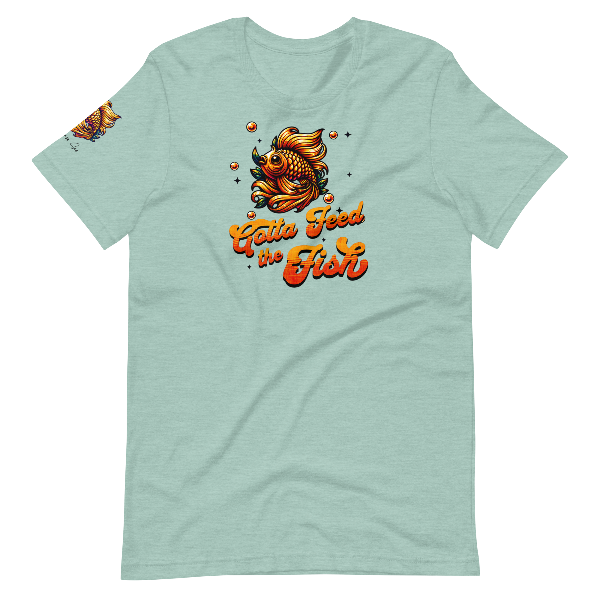 Colorful Aquatic Charm Feed the Fish Unisex T-shirt (XS-2X) 6 COLORS