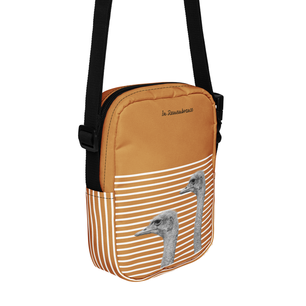 Canada Ostrich Farm Remembrance Crossbody Bag for charity (front, back, interior graphics)