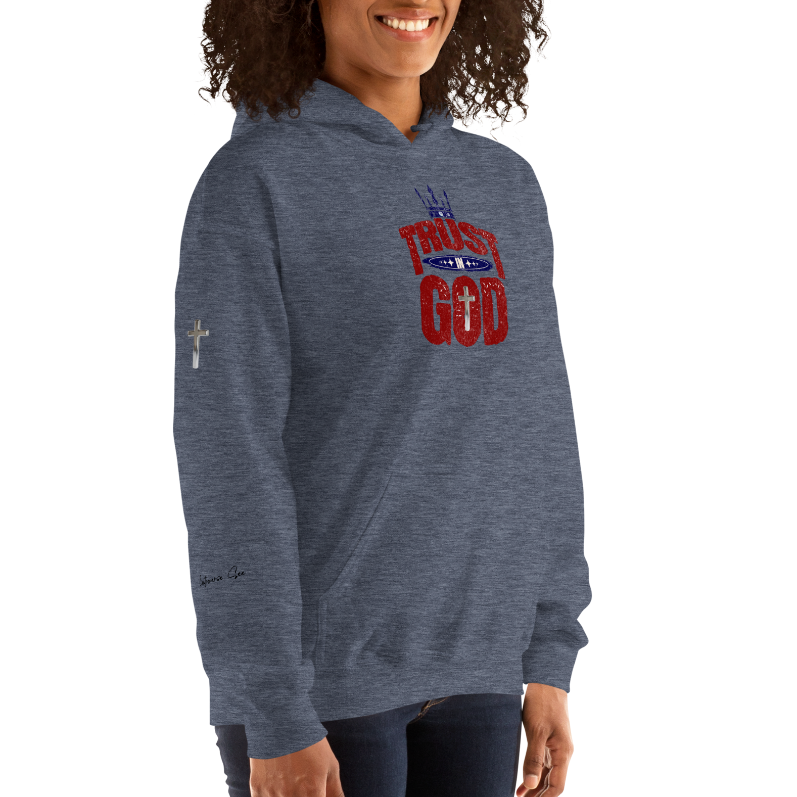 Faithful Praise and Glory Trust in God Chrome Cross & Crown Unisex Hoodie (S-2X) 4 COLORS
