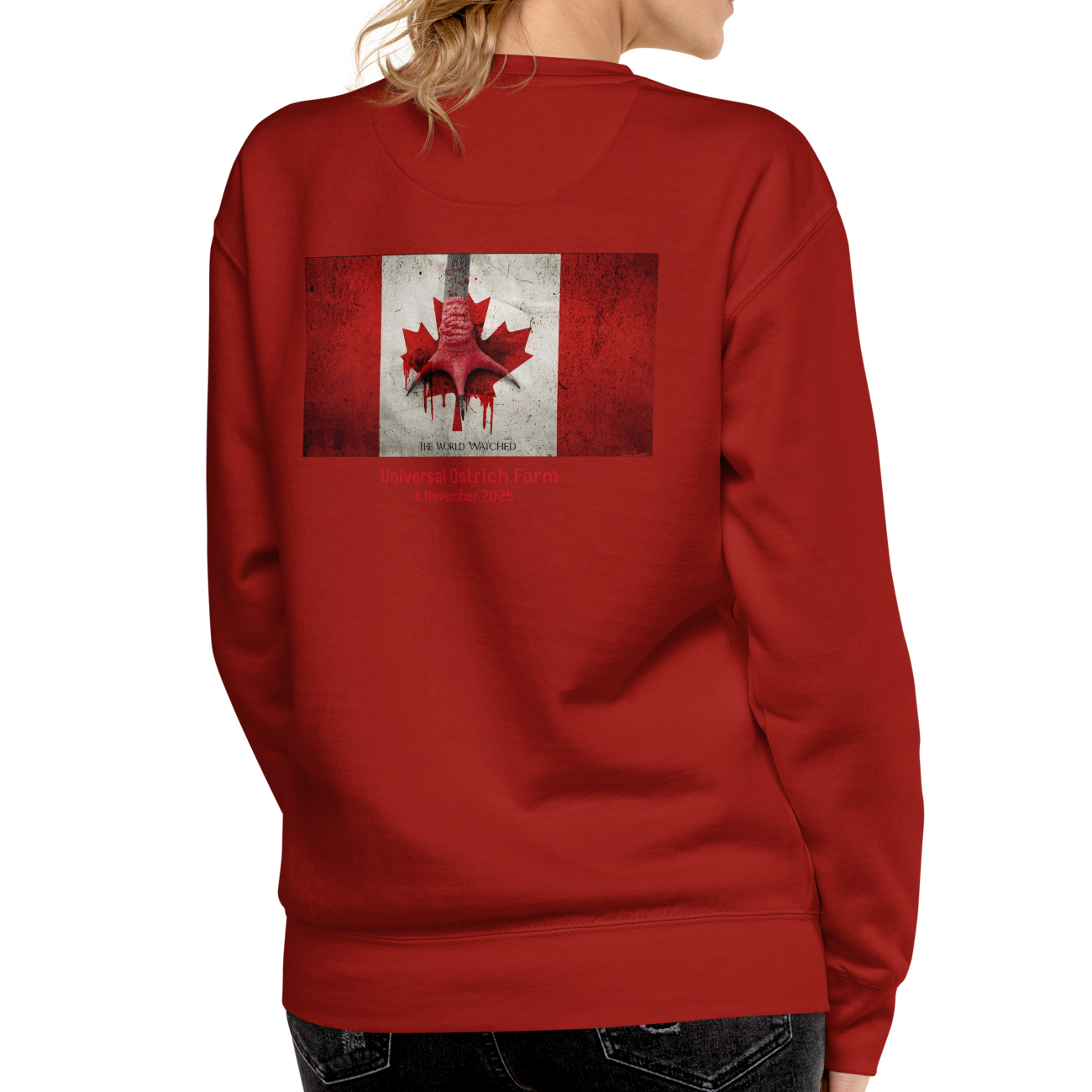 Canada Ostrich Farm Remembrance Flag & Foot Sweatshirt for charity (3 color options) S-2X