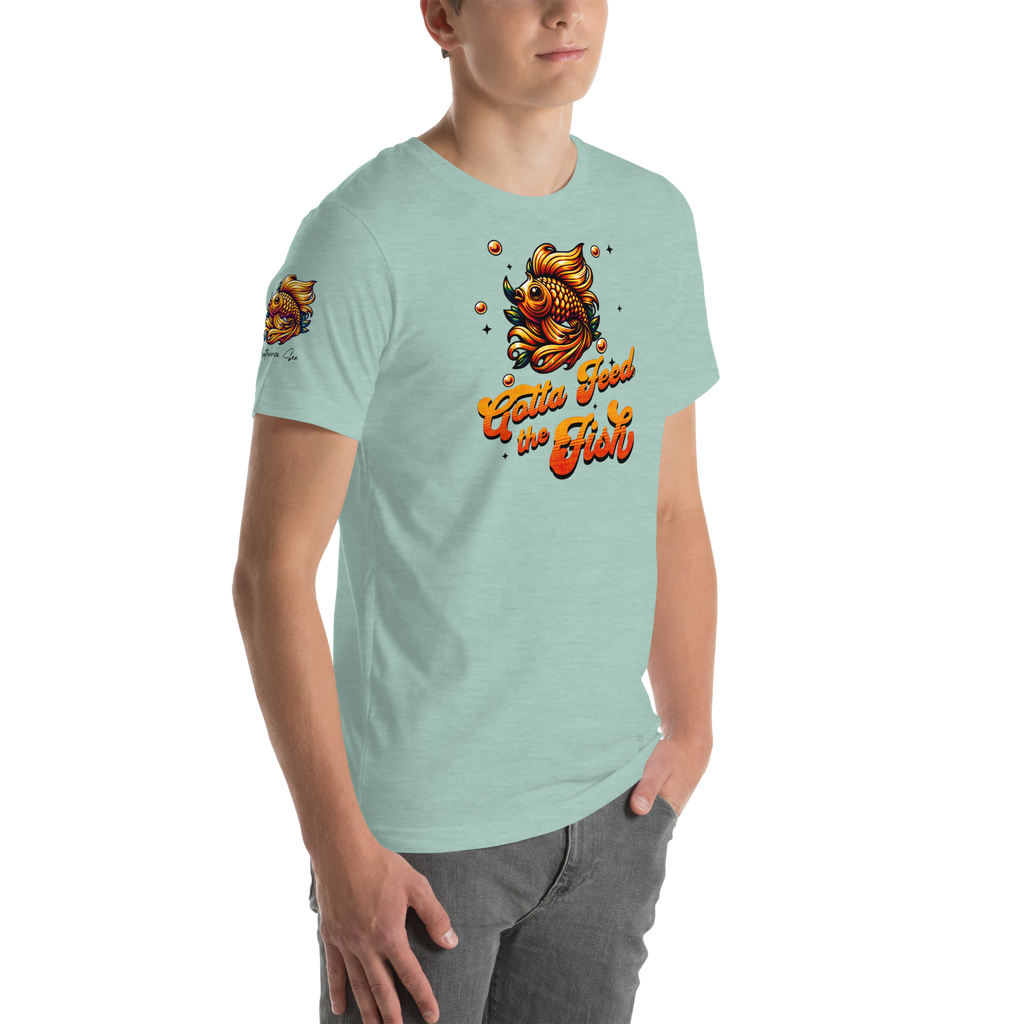 Colorful Aquatic Charm Feed the Fish Unisex T-shirt (XS-2X) 6 COLORS