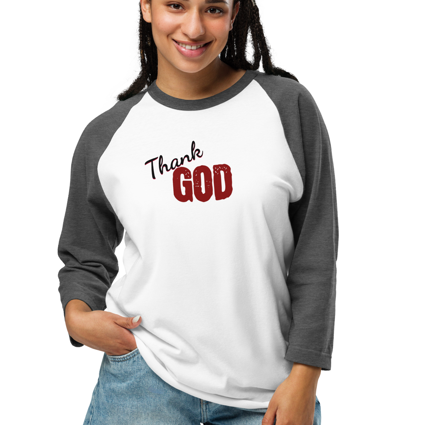 Thank God 3/4 sleeve Raglan T-Shirt (3 color options) S-2X