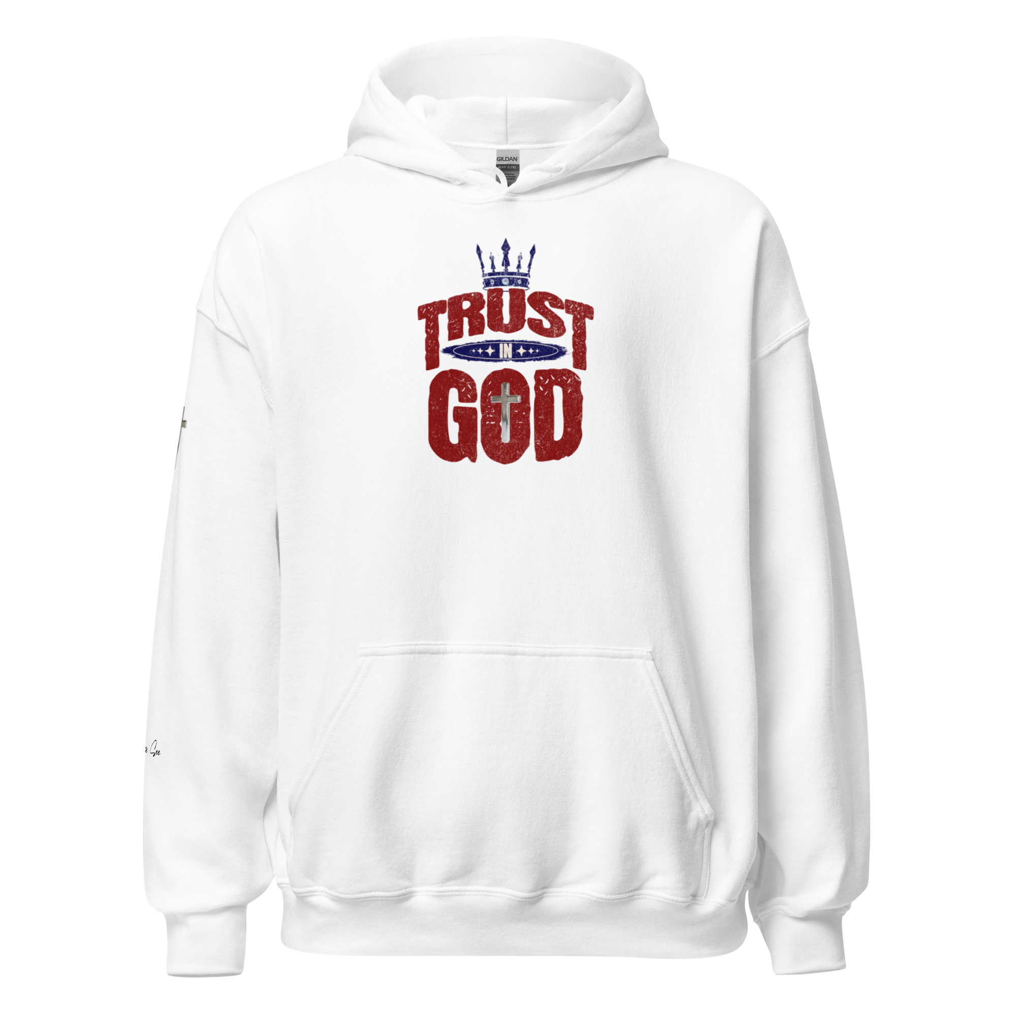 Faithful Praise and Glory Trust in God Chrome Cross & Crown Unisex Hoodie (S-2X) 4 COLORS