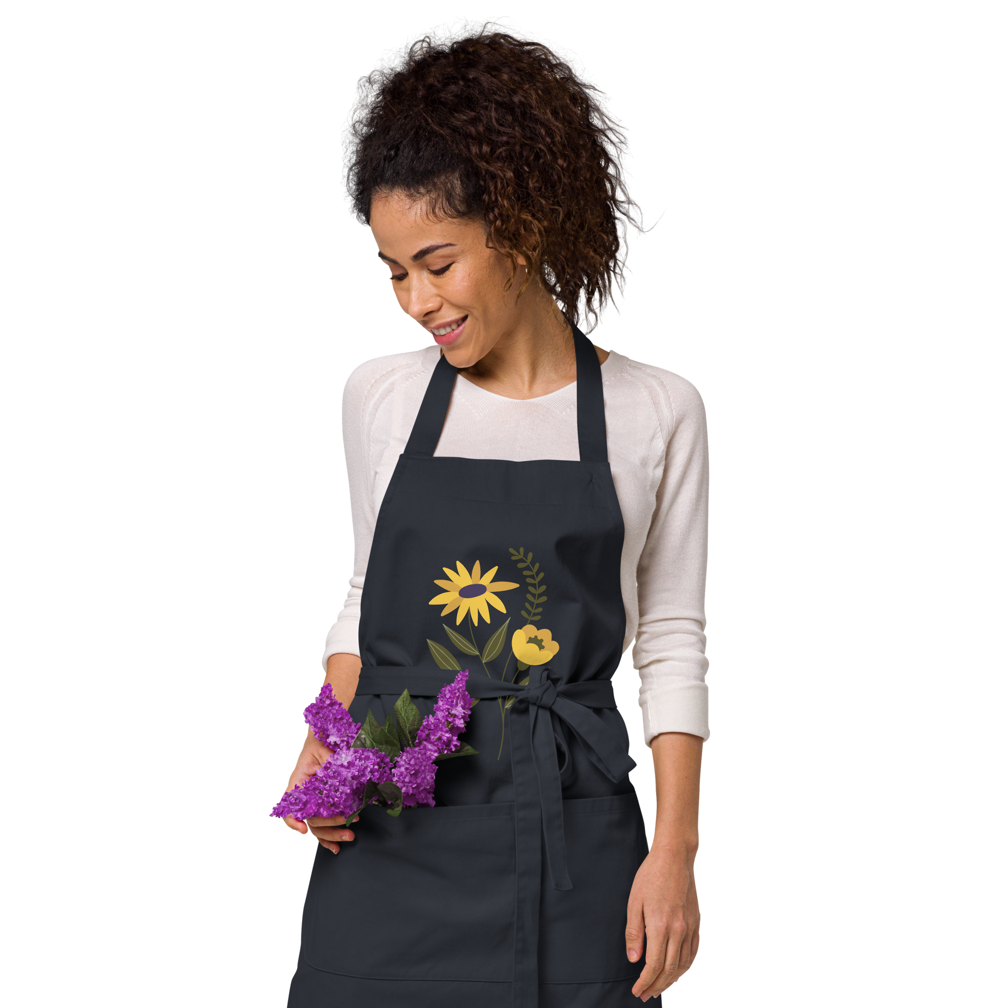 Yellow Flower Organic Cotton Apron (2 color options)