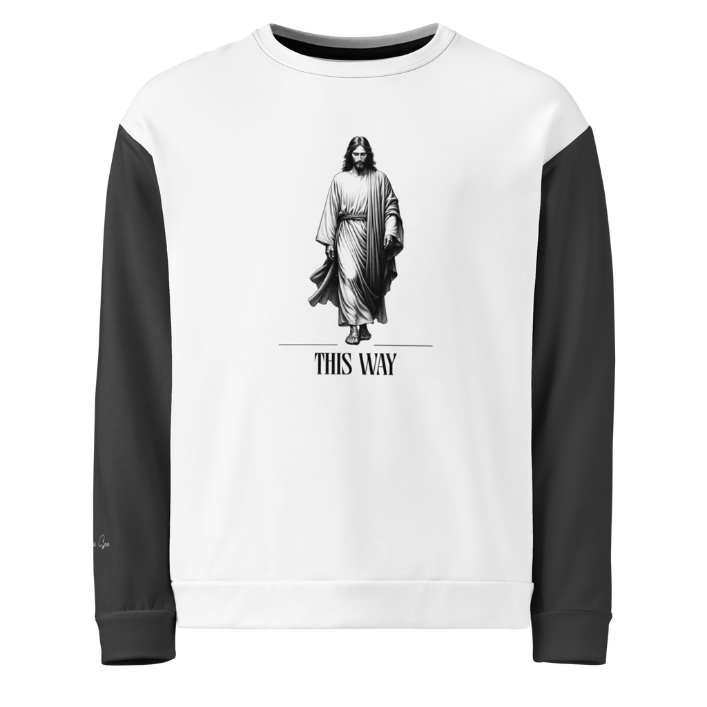 Faithfully Inspiring Devoutly Following Salt and Light Jesus This Way Double-Sided Color-Block Unisex Sweatshirt (S-2X)