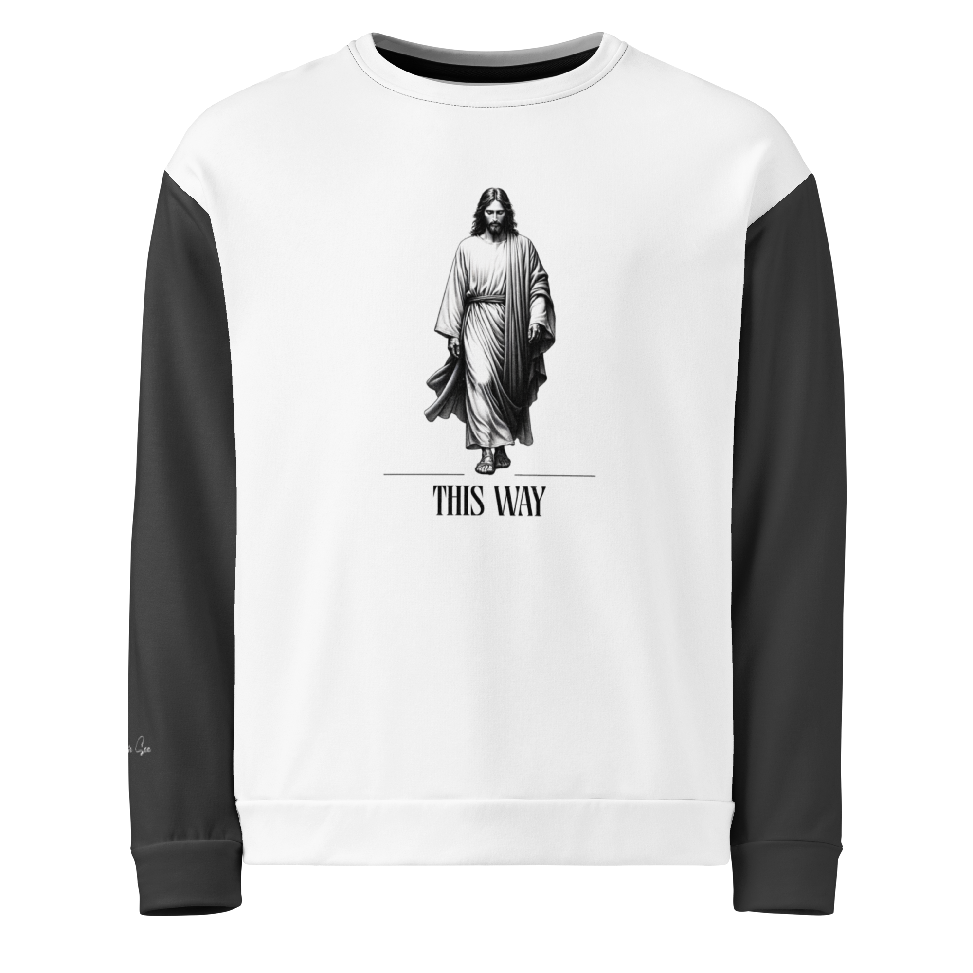 Faithfully Inspiring Devoutly Following Salt and Light Jesus This Way Double-Sided Color-Block Unisex Sweatshirt (S-2X)