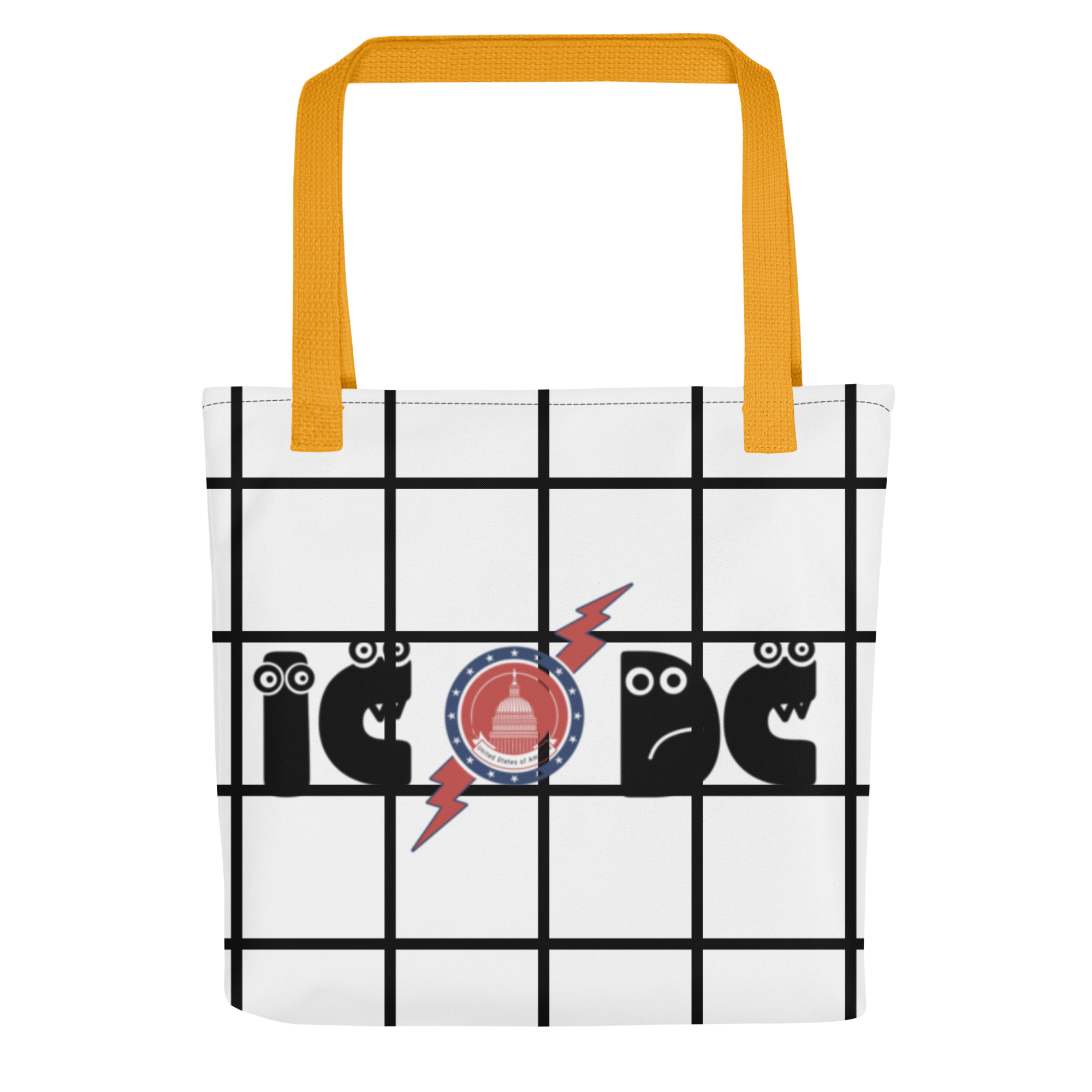 Amusingly Playful and Witty Political Parody IC/DC and Sunglasses Double Sided Graphic Tote Bag - 2 COLORS