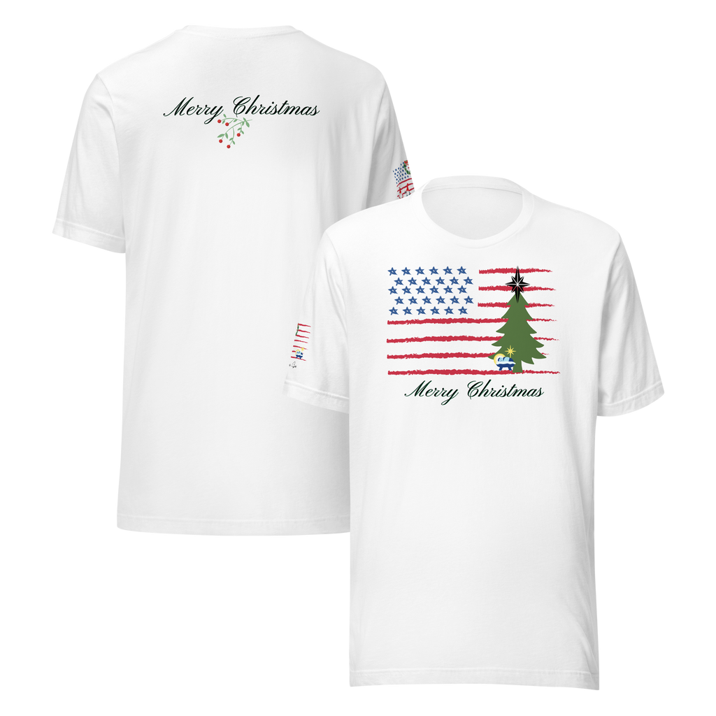 Merry Christmas Patriotic T-Shirt (4 color options) S-2X