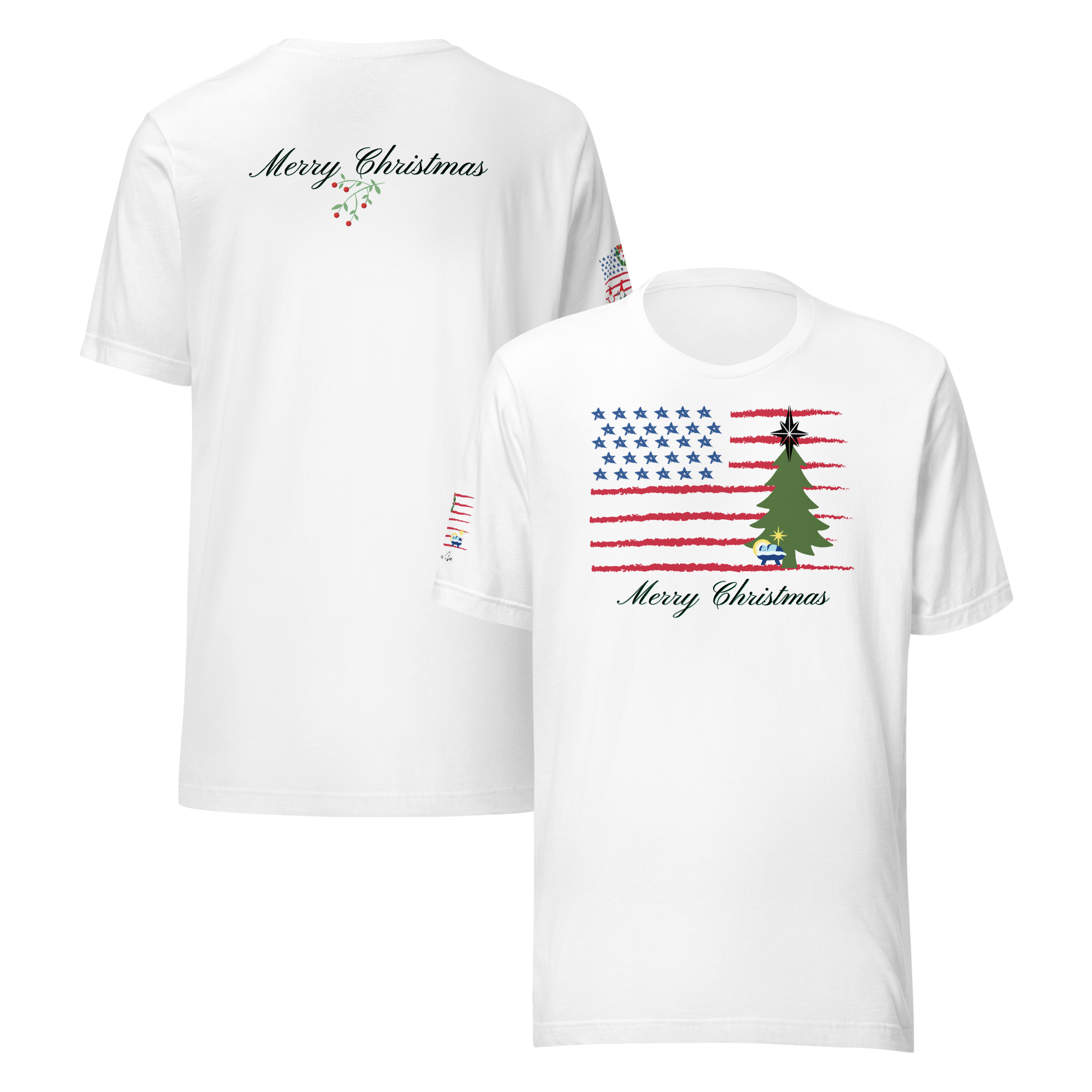 Merry Christmas Patriotic T-Shirt (4 color options) S-2X