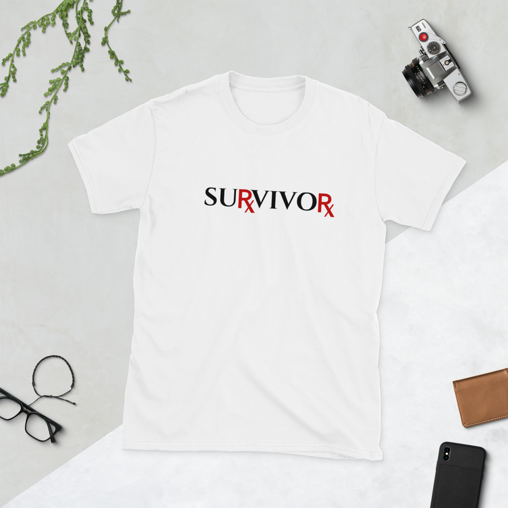 Pharmaceutical Drug Rx Survivor T-Shirt (6 color options, black lettering) S - 2X