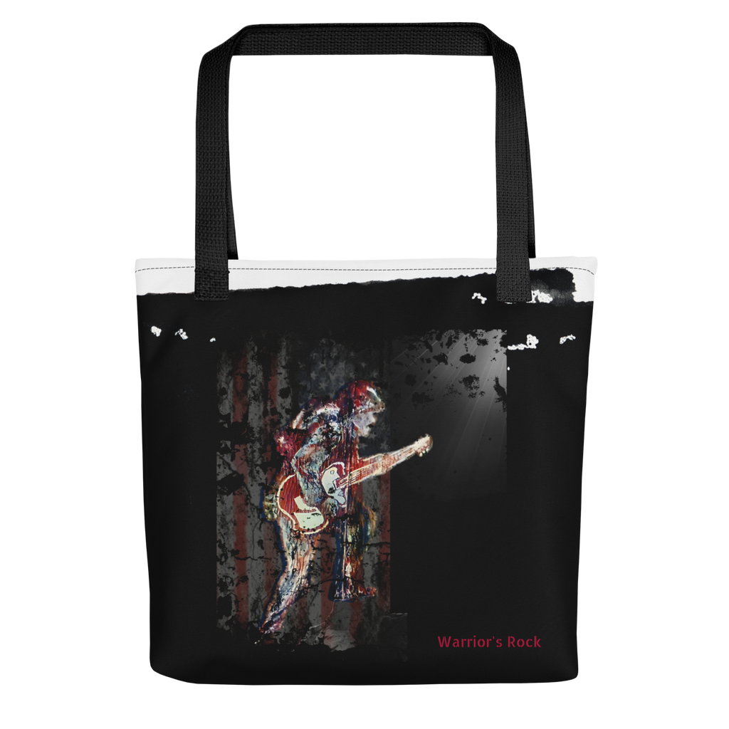 Intensely, Dramatically, Powerful Patriotic Soldier with Guitar Warrior's Rock Medium Tote Bag - 2 COLORS