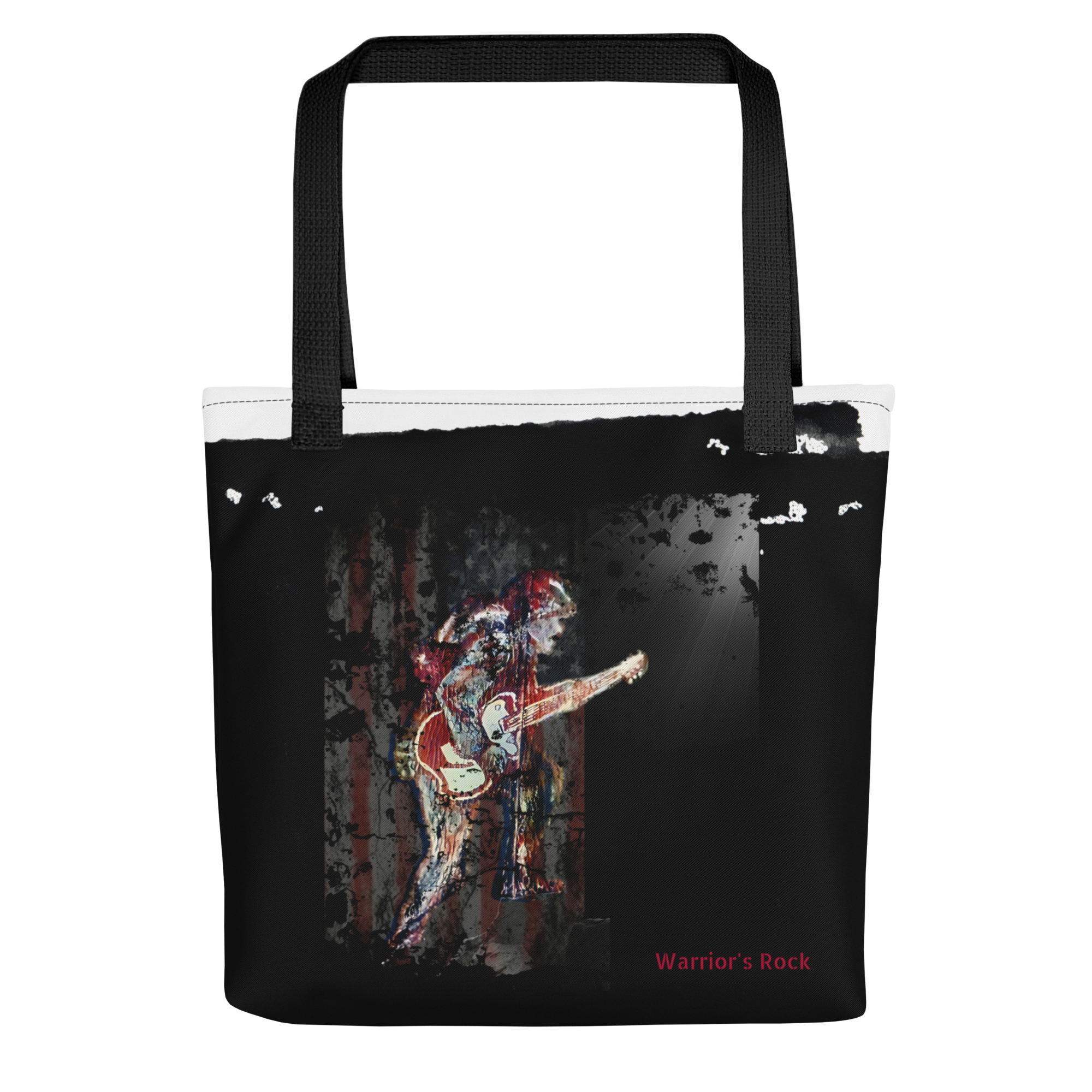 Intensely, Dramatically, Powerful Patriotic Soldier with Guitar Warrior's Rock Medium Tote Bag - 2 COLORS